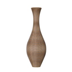 Tall Artificial Rattan Floor Vase In Elegant Statement Piece For Living Room Decor, Entryway, Or Hallway Versatile Home Accent For Dried Or Silk Floral Arrangements - Beige / Gray