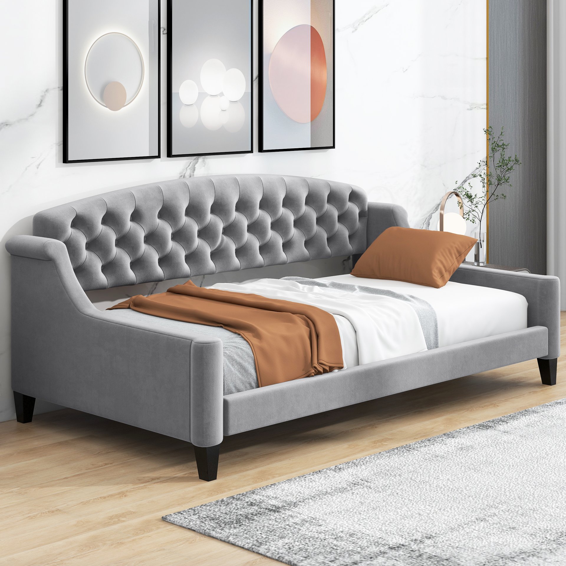 Luxury Tufted Button Daybed, Twin - Gray - Image 5