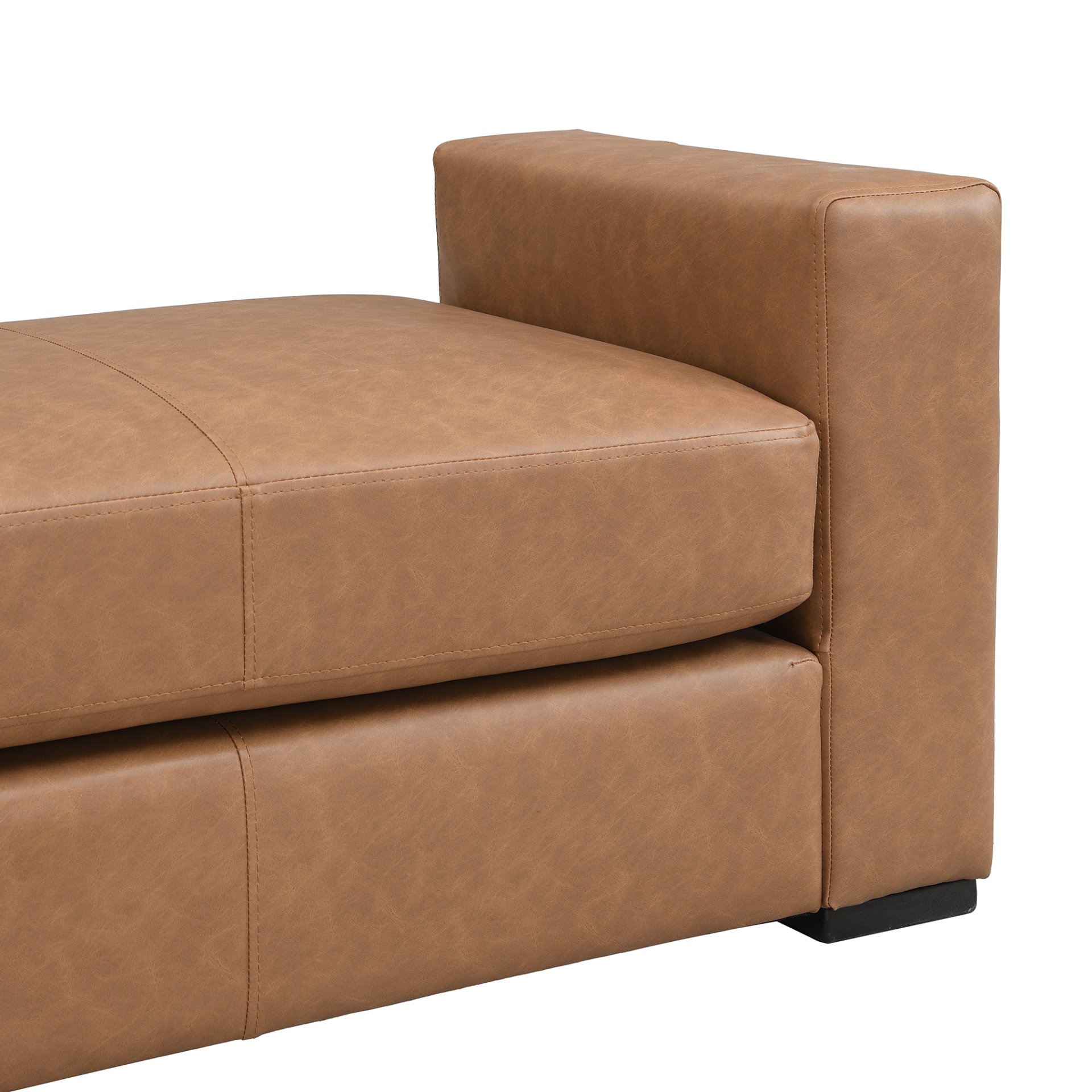 Ottoman With Unique Armrest Design For Living Spaces - Brown Pu - Image 8