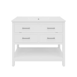 Bathroom Vanity With Sink, Tip Out Tray & 2 Full Extension Drawers - White