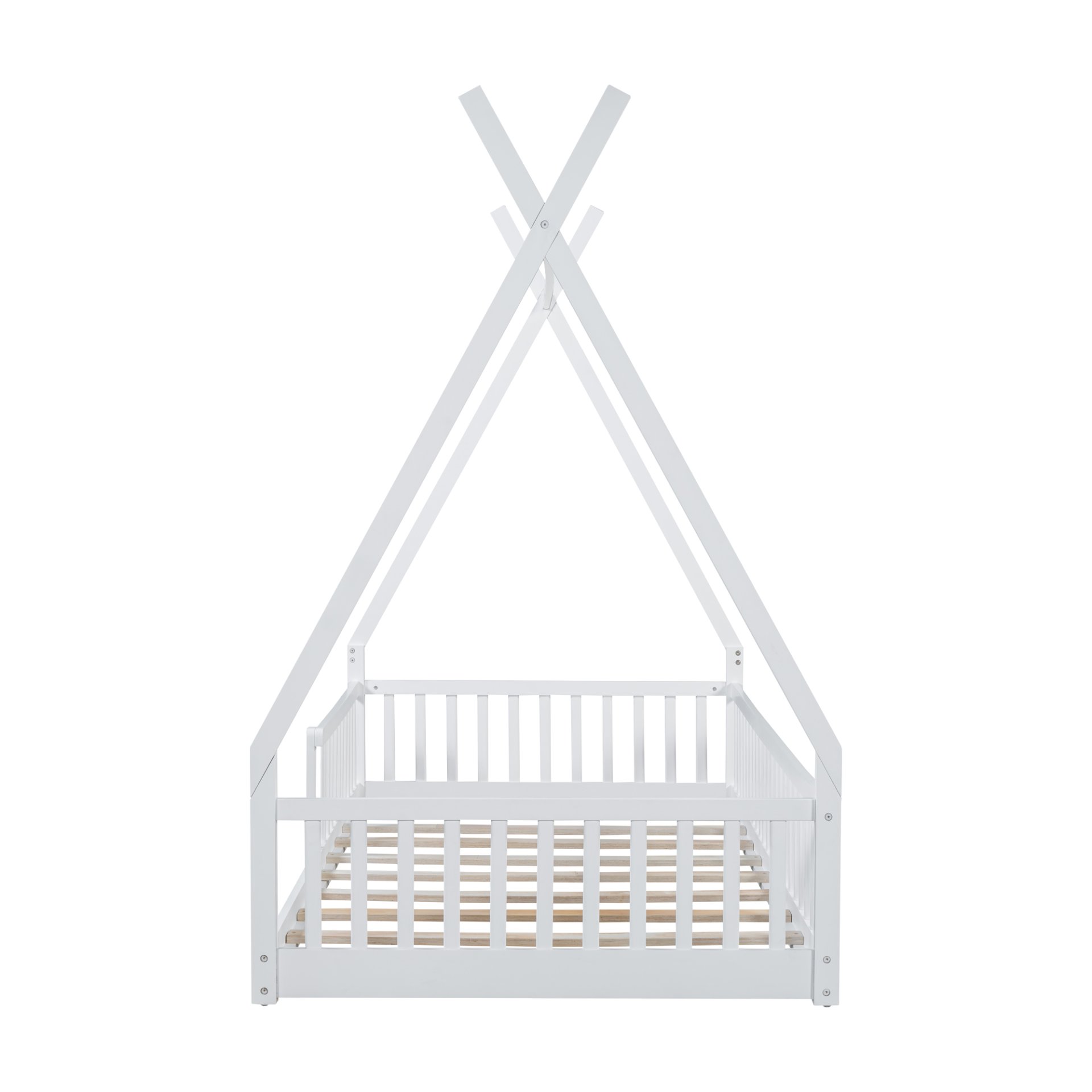 Twin Size House Bed & Fence - White - Image 11