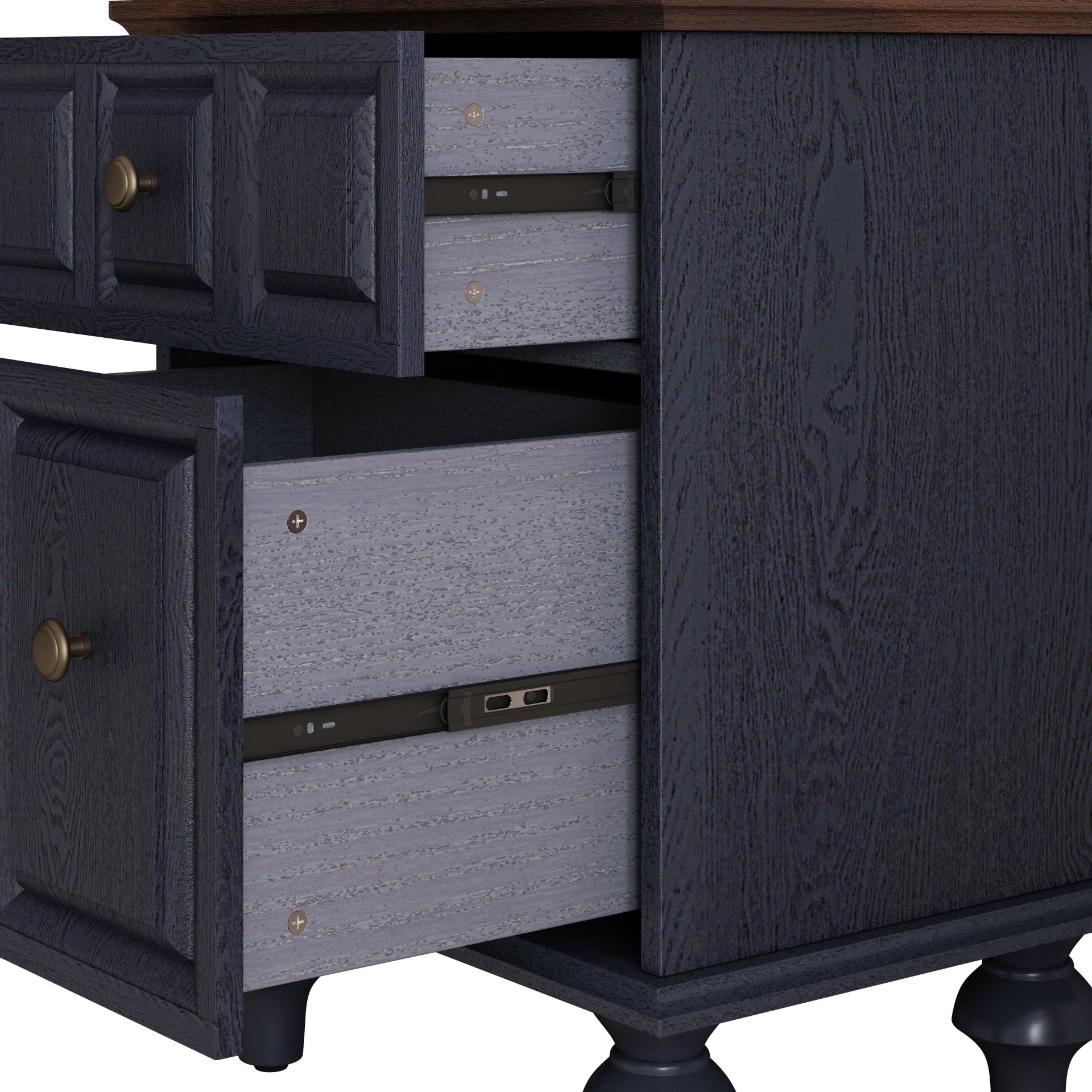 Nightstand With 2 Drawers And Roman Column Legs - Dark Blue - Image 10