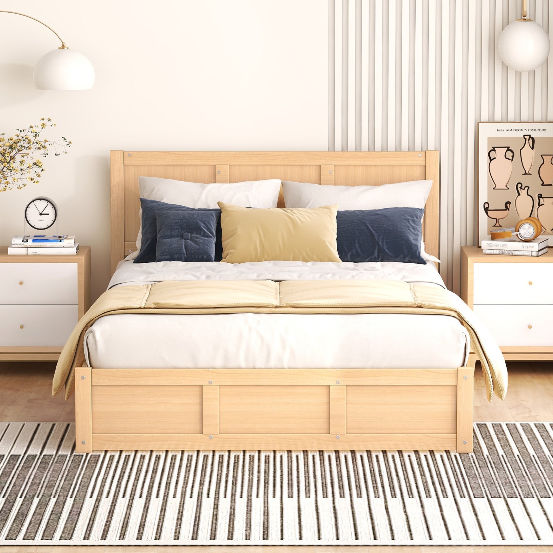 Full Size Platform Bed With Underneath Storage And 2 Drawers - Natural - Image 2