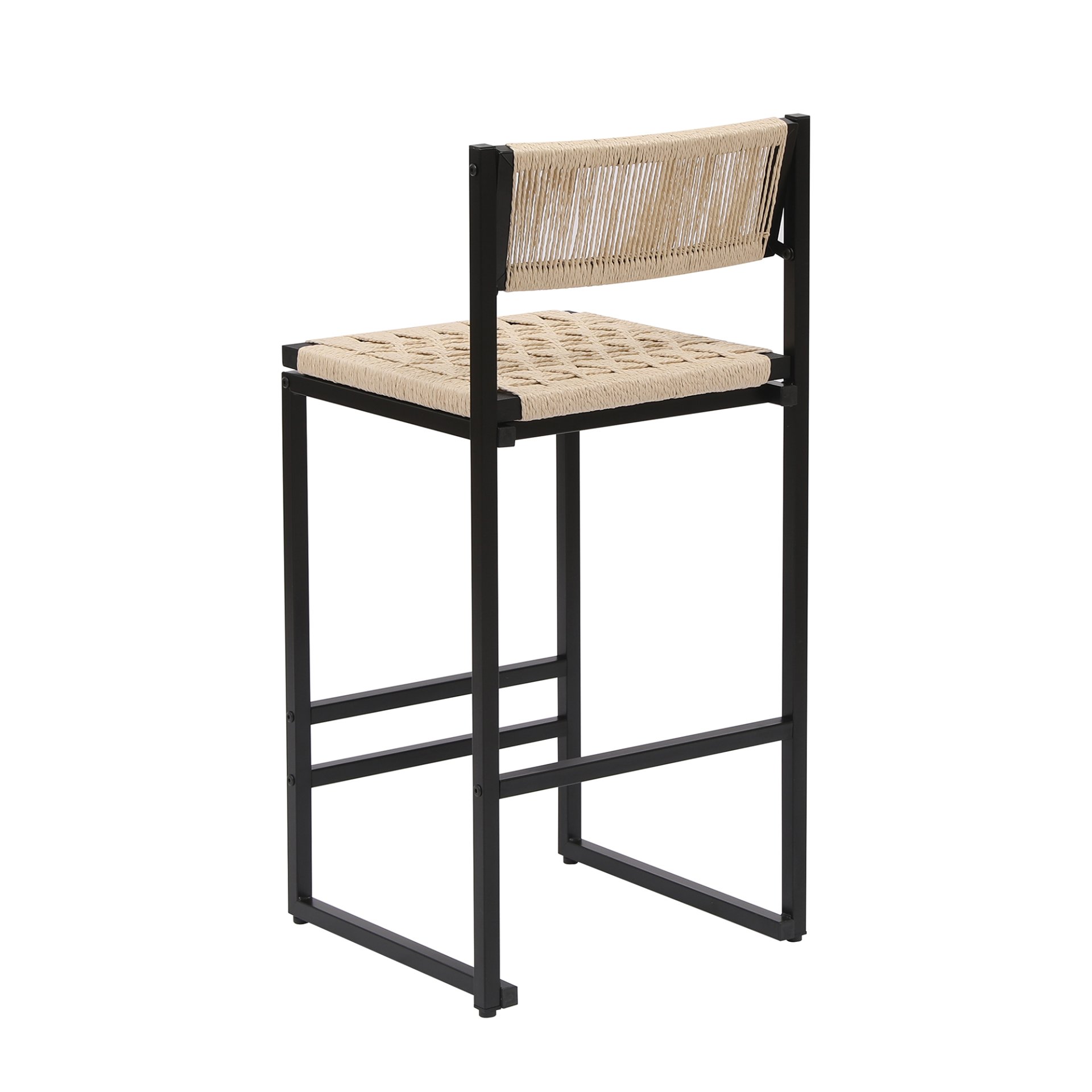 Style B, Woven Bar Stools With Backrest, Paper Rope Weave Dining Chairs For Kitchen Island - Creamy White - Image 13