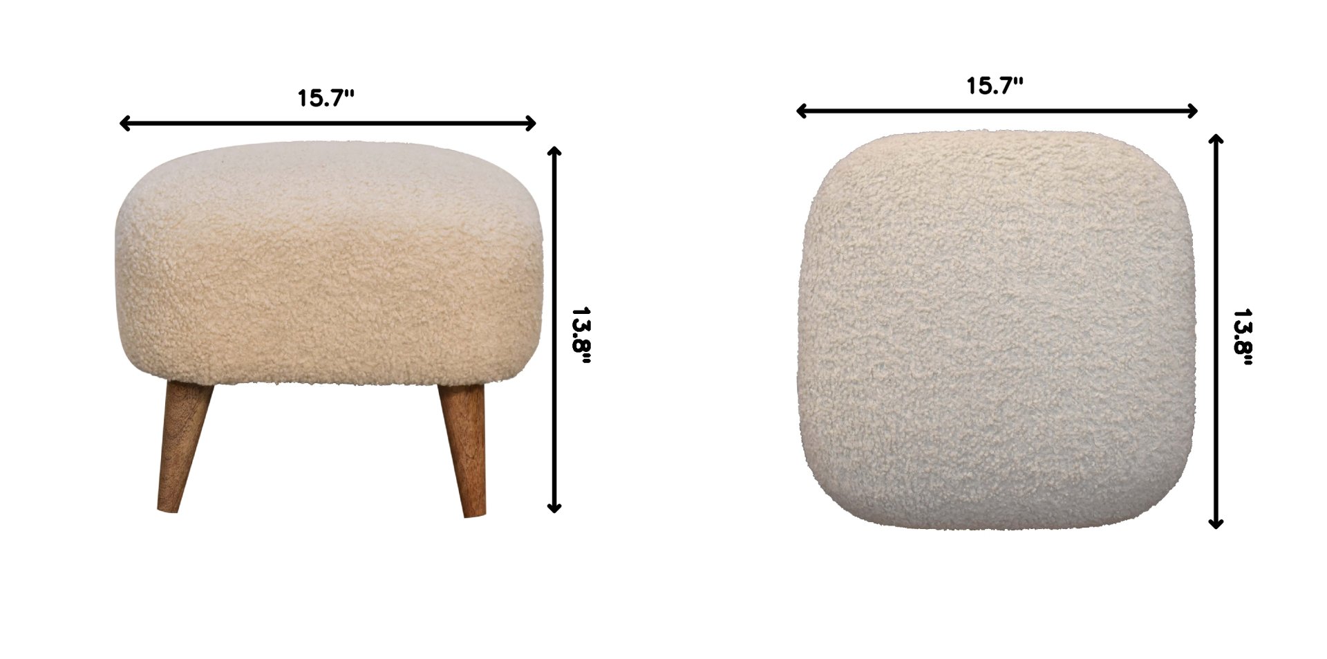 Boucle Square Footstool - Cream - Image 11