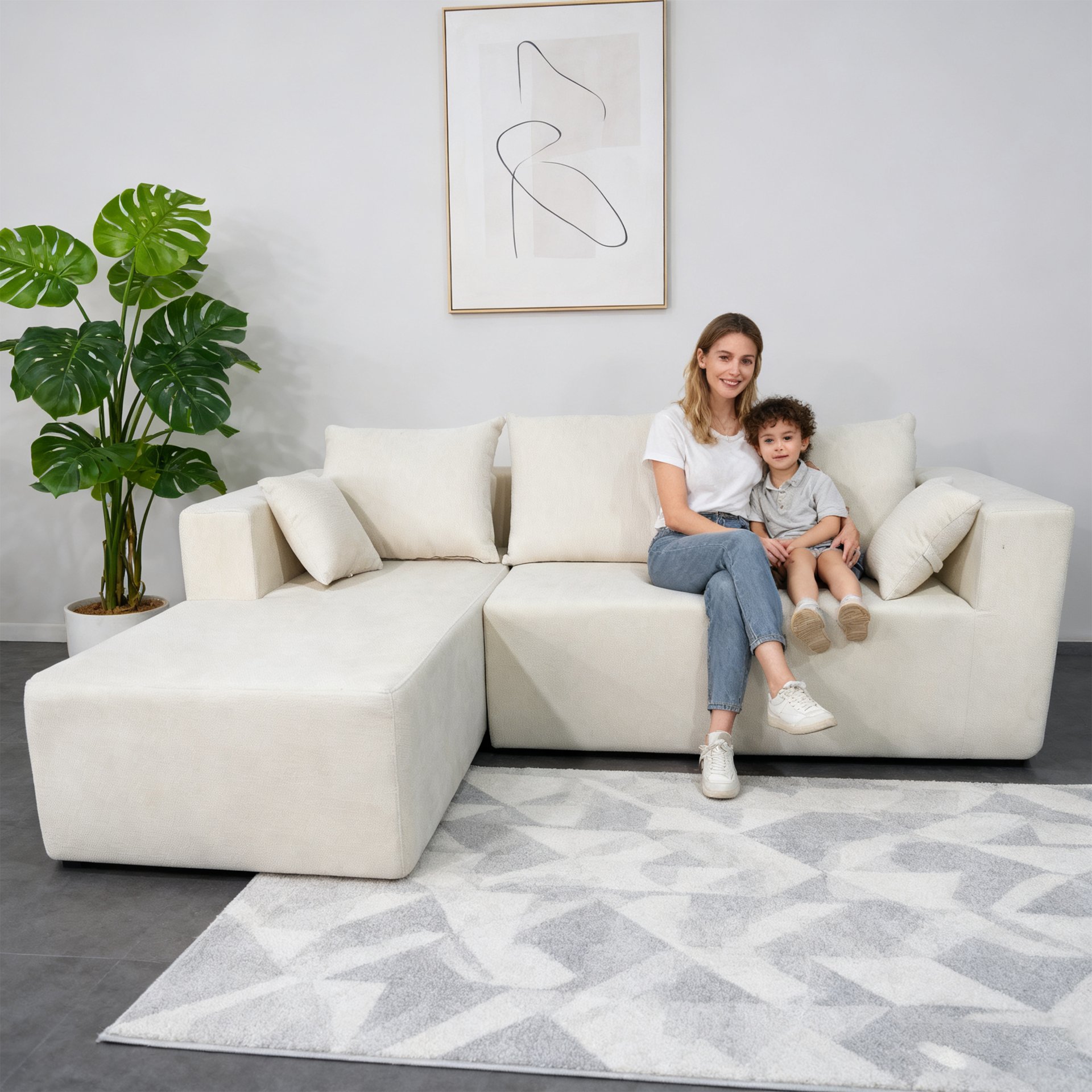 Corner Combination Sofa Sectional Couch, Modular Design For Living Spaces - Beige - Image 12