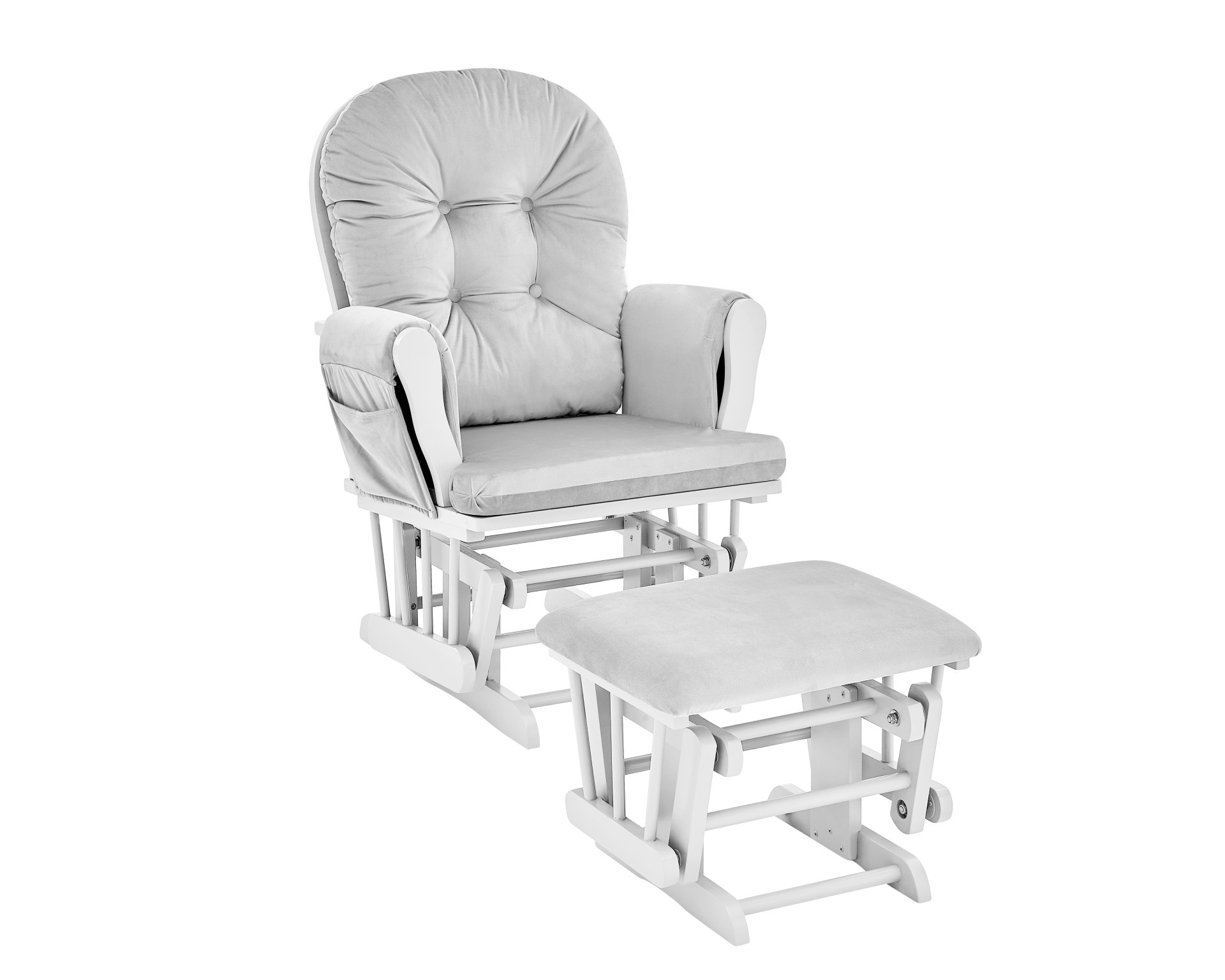 Mason - Glider And Ottoman White Wood - Gray Fabric - Image 3