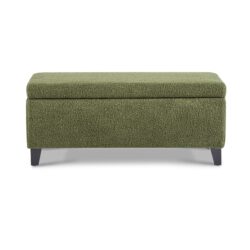 Storage Ottoman With Flip Top Lid - Dark Brown / Green