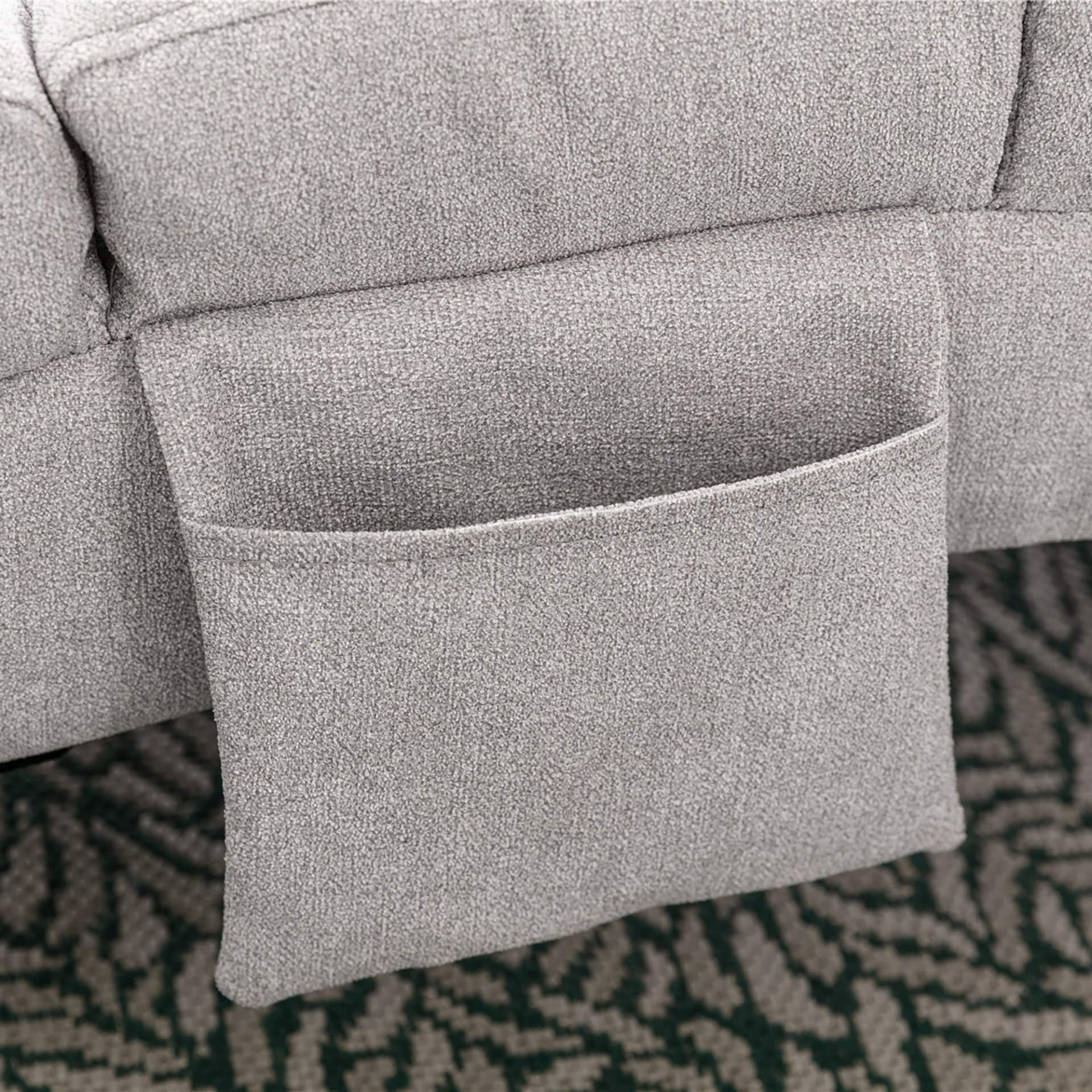 Linen Massage Chaise Lounge Indoor With Remote Control, Ergonomic Electric Massage Lounger With 5 Modes - Light Gray - Image 10