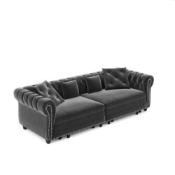 3 In 1 Pull Out Sofa Bed, Convertible Sleeper Sofa Bed, 3 Seater Sofa With Movable Ottoman - Gray