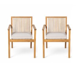 Patio Dining Chair, Comfortable Waterproof Seating (Set of 2) - Beige / Natural