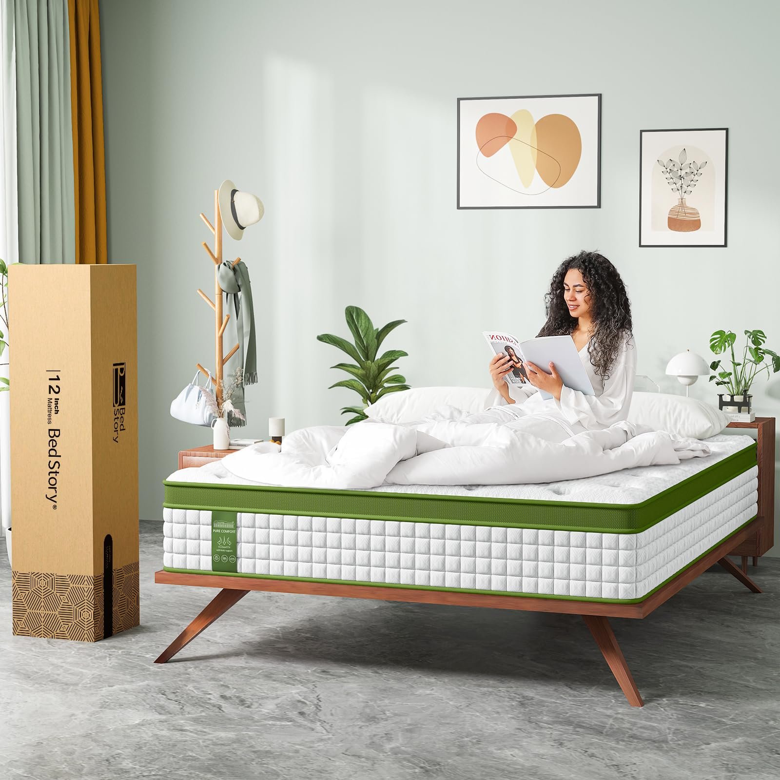 14" Queen Hybrid Mattress With Gel Memory Foam And Pocket Springs - Green - Image 9