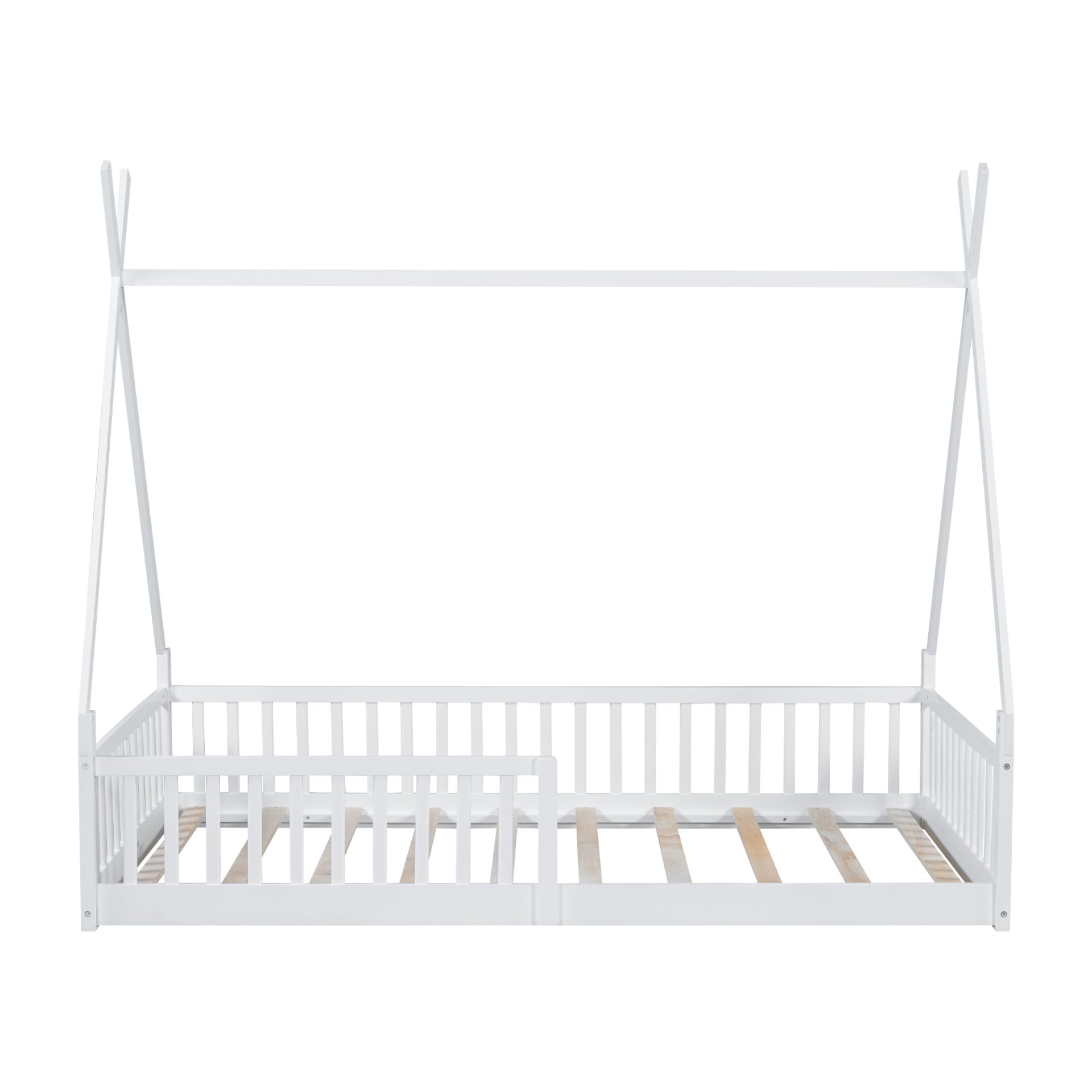 Twin Size House Bed & Fence - White - Image 9