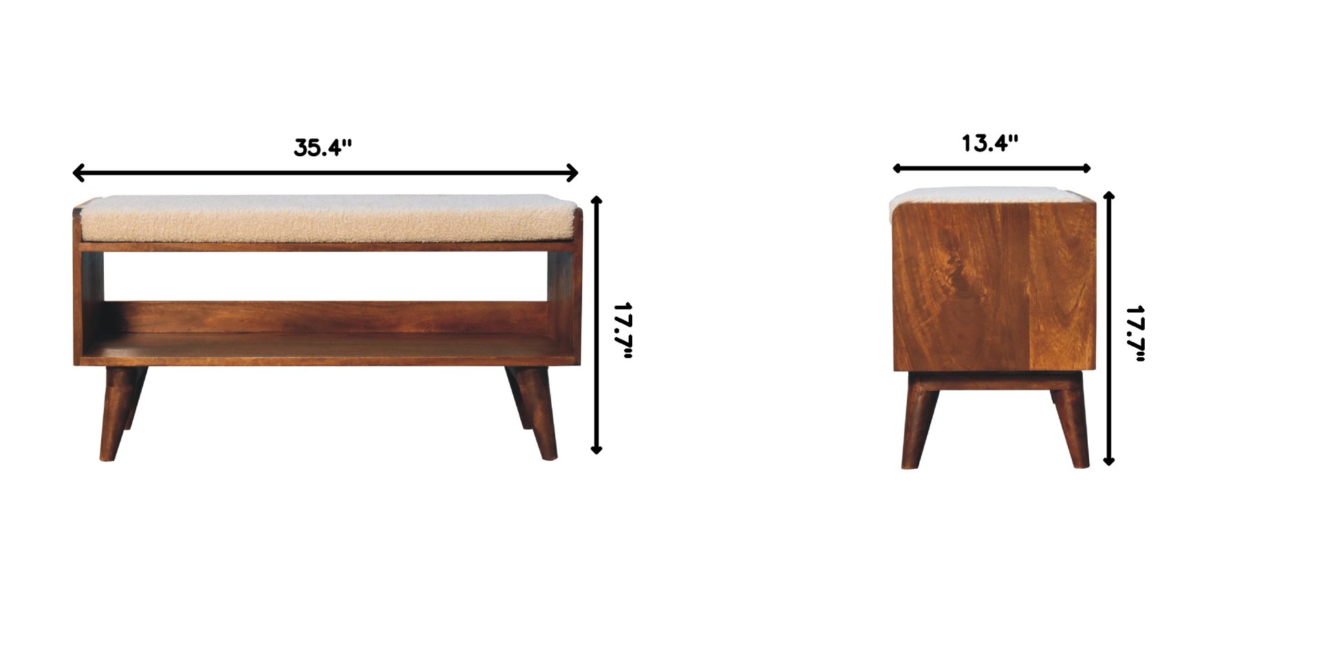 Boucle Nordic Storage Bench - Chestnut - Image 13