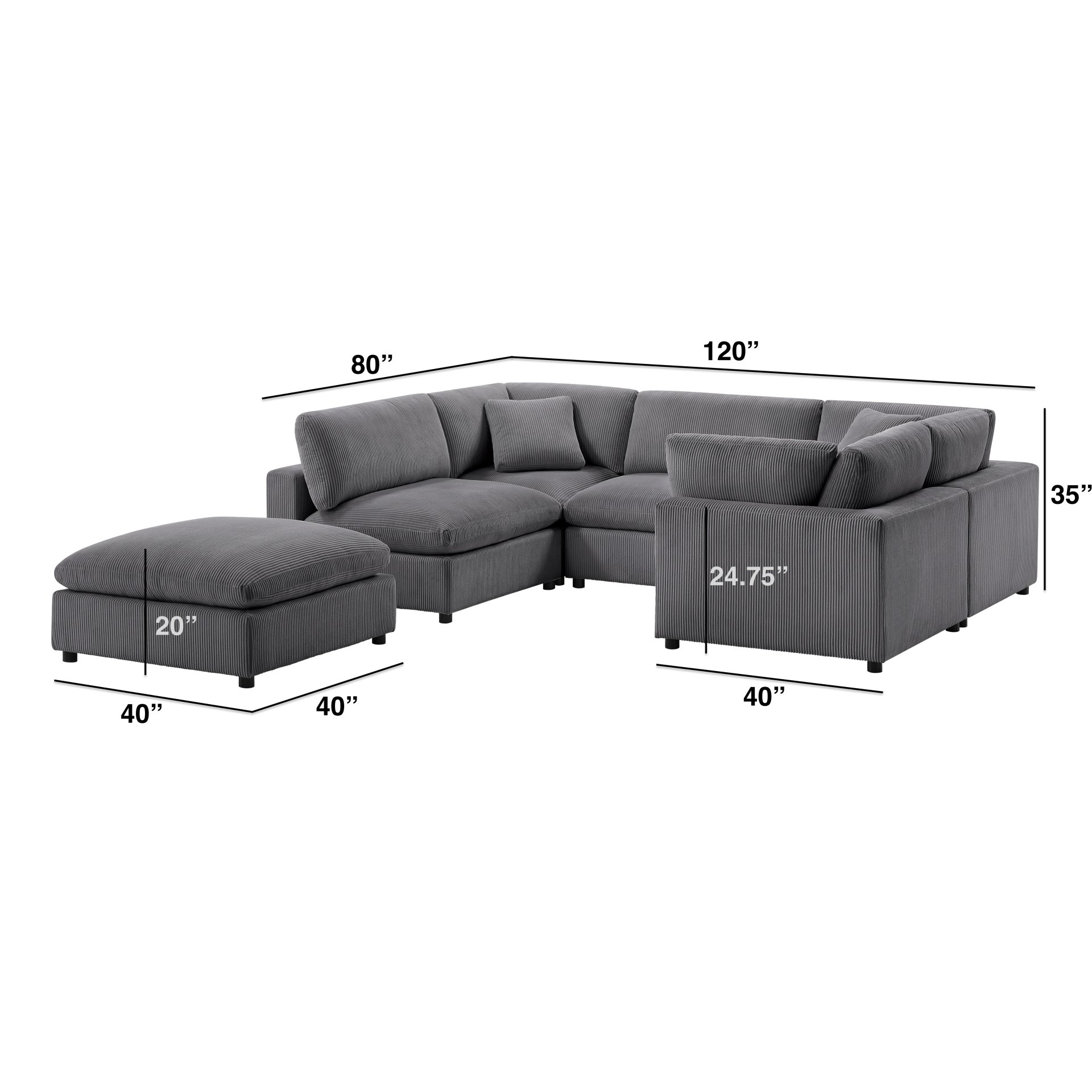 Chelsea - Modular 6 Piece Sectional - Charcoal - Image 21