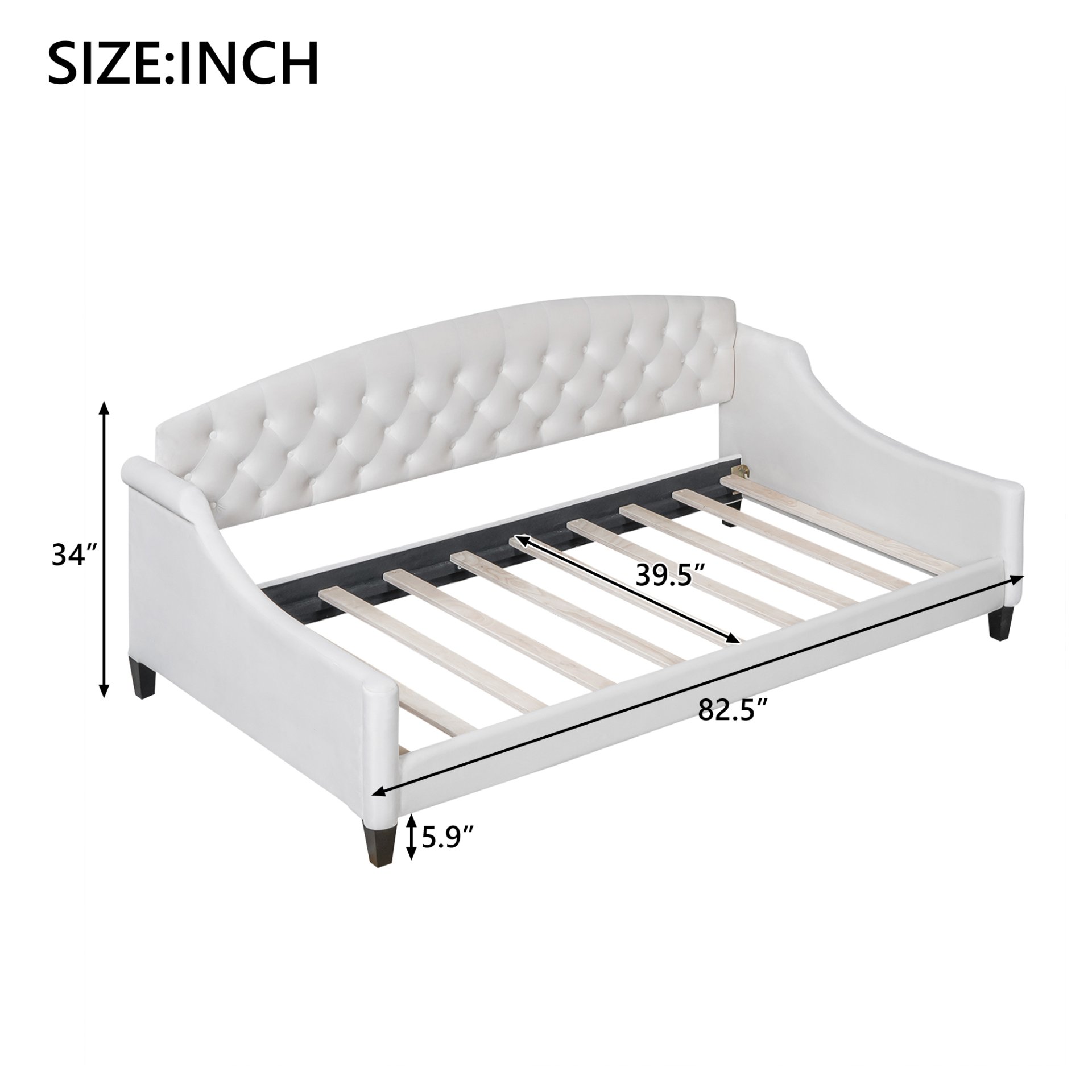 Luxury Tufted Button Daybed, Twin - Beige - Image 3