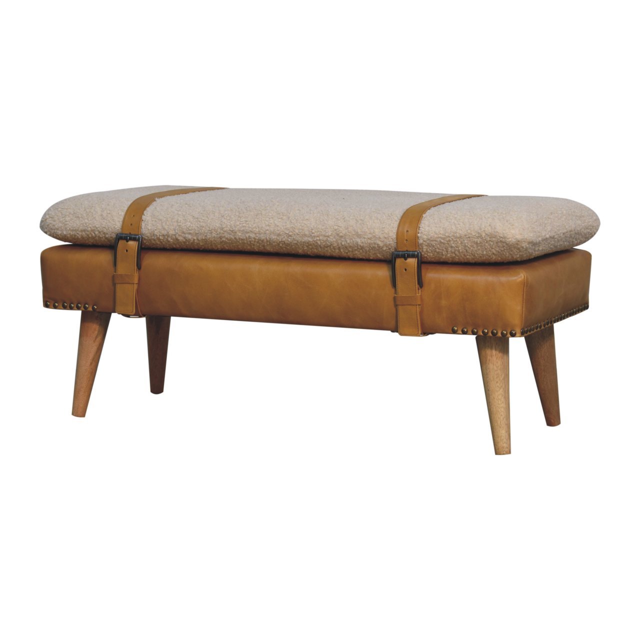 Bouclé Buffalo - Hide Leather Bench - Brown - Image 6