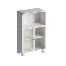 Storage Cabinet With Shelves And Glass Door, Freestanding Organizer For Bathroom - White