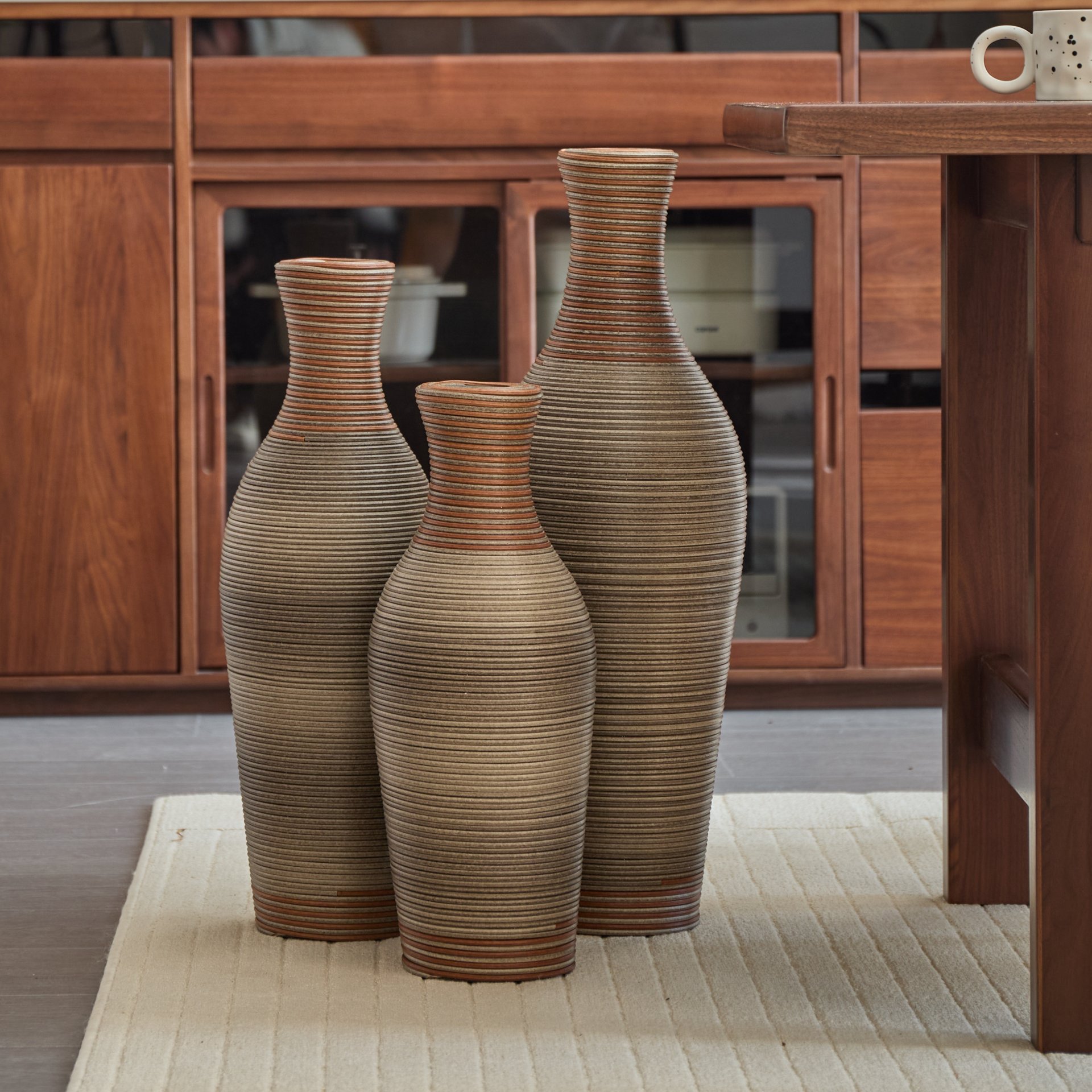 Desktop Vase, Classic And Neat Floor Vase, High Independent Flower Stand, Home Decoration Flower Stand (Set of 3) - Brown Gray - Image 11