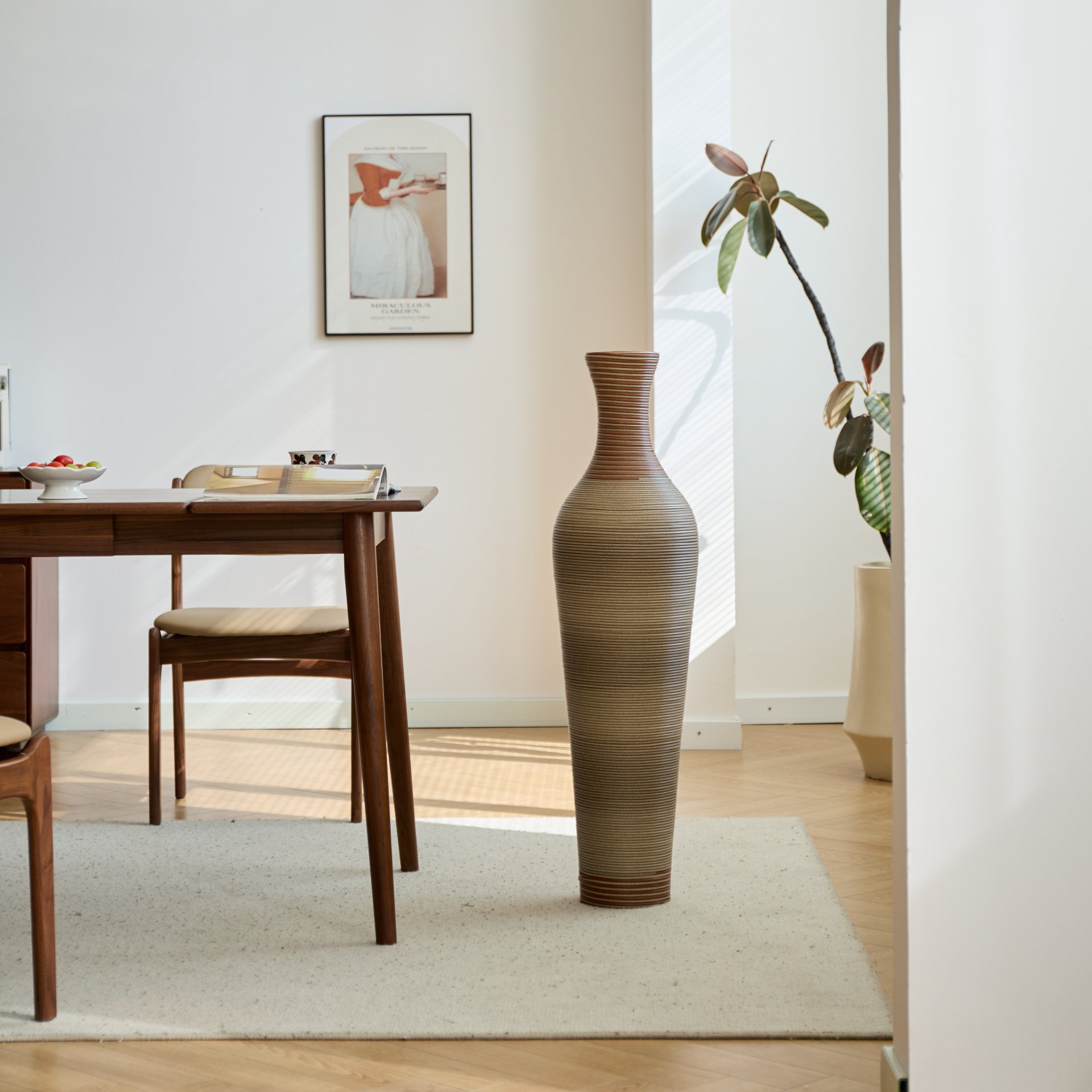 Tall Vase - Brown Decorative Floor Vase, Classic Neat Floor Vase Tall Freestanding Flower Holder, Artificial Rattan Vase, Floor Vase, Flower Holder For Home Decor - Gray - Image 15