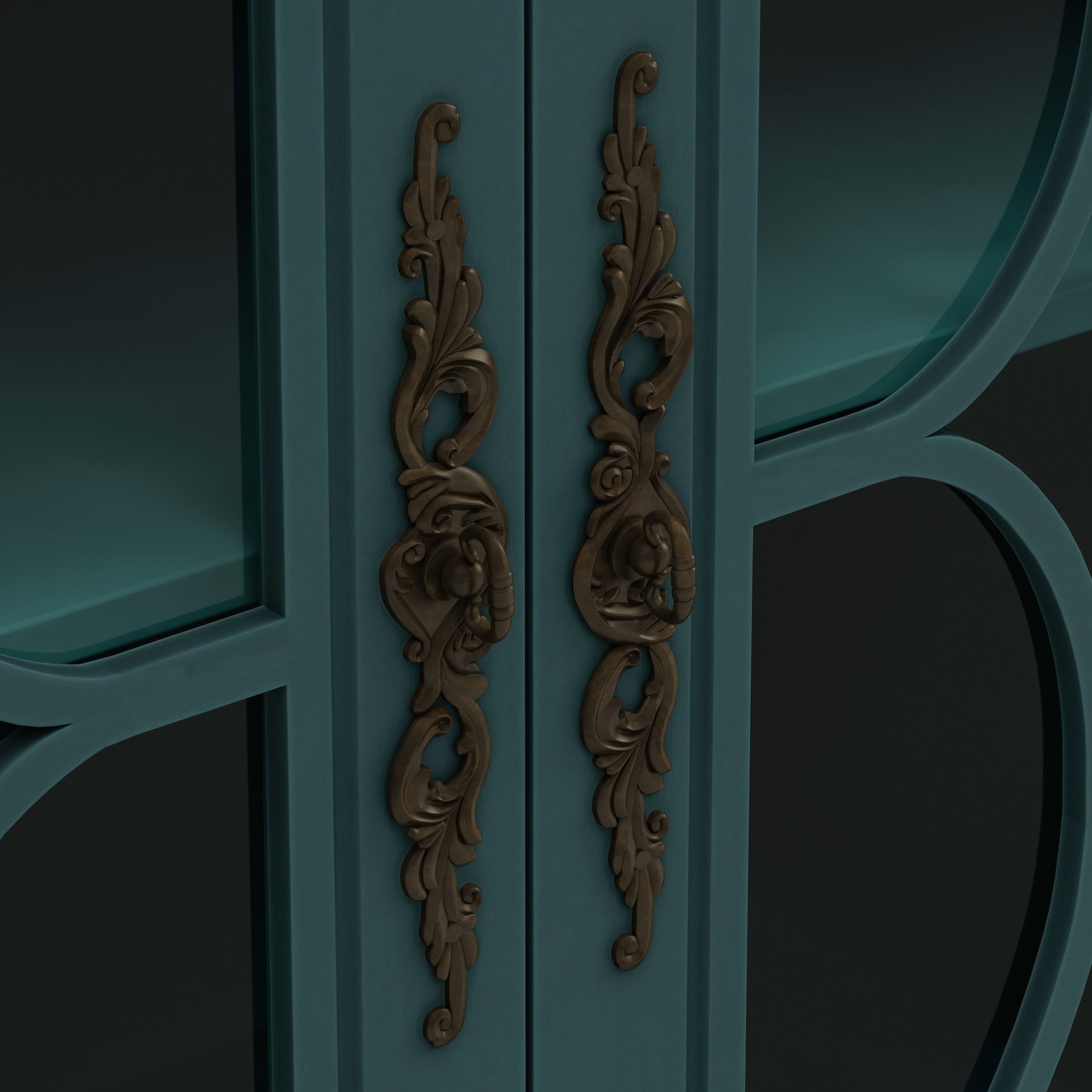 Elegant 4 Door Cabinet With Tempered Glass Doors - Dark Green - Image 12