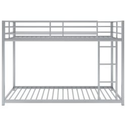 Twin Over Twin Bunk Bed With Ladder, Low Bunk Design - Silver