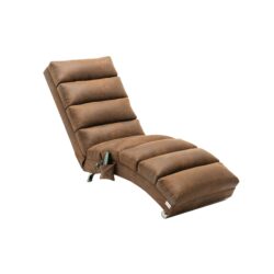 Linen Massage Chaise Lounge Indoor With Remote Control, Ergonomic Electric Massage Long Lounger - Coffee
