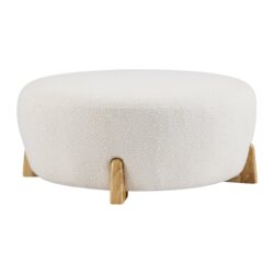 Modish - Round Ottoman - Natural Wood / White