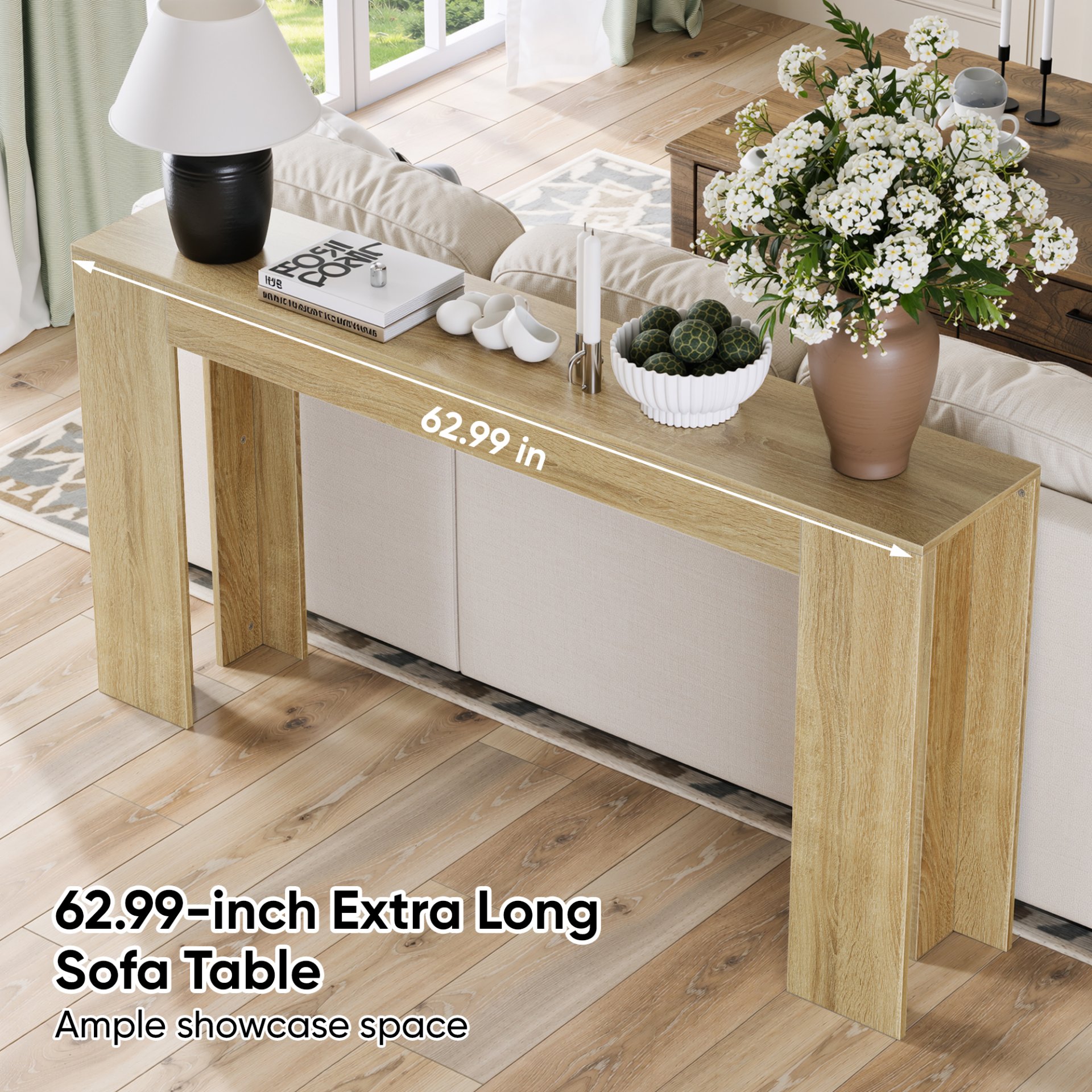 Extra Long Console Table For Narrow Hallways, Living Room - Oak - Image 6