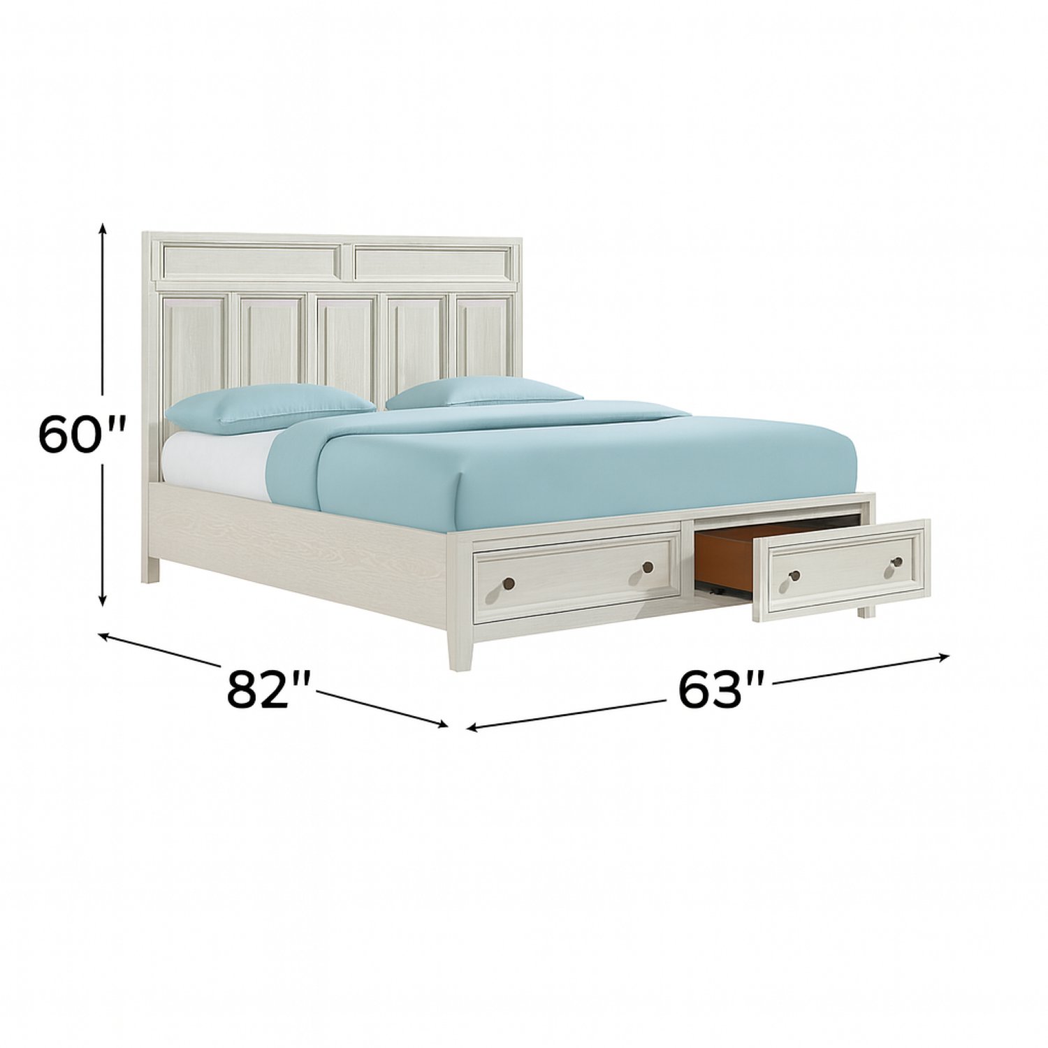 Queen Storage Bed With Panel Headboard And Spacious Footboard Drawers - White - Image 3