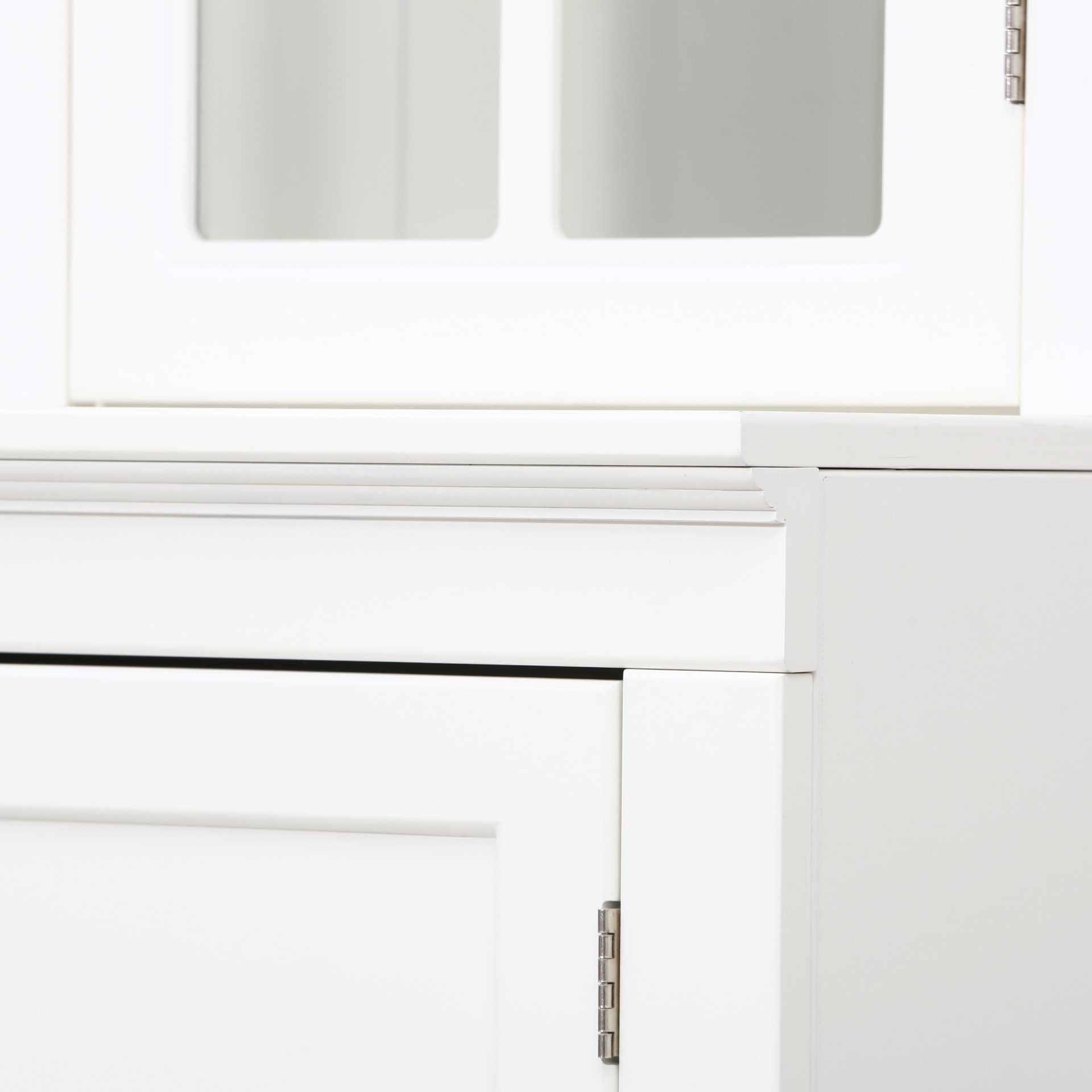 Retro Style Hutch Cabinet With Double Glass Doors, China Cabinet For Home, Office, Or Studio - White - Image 14