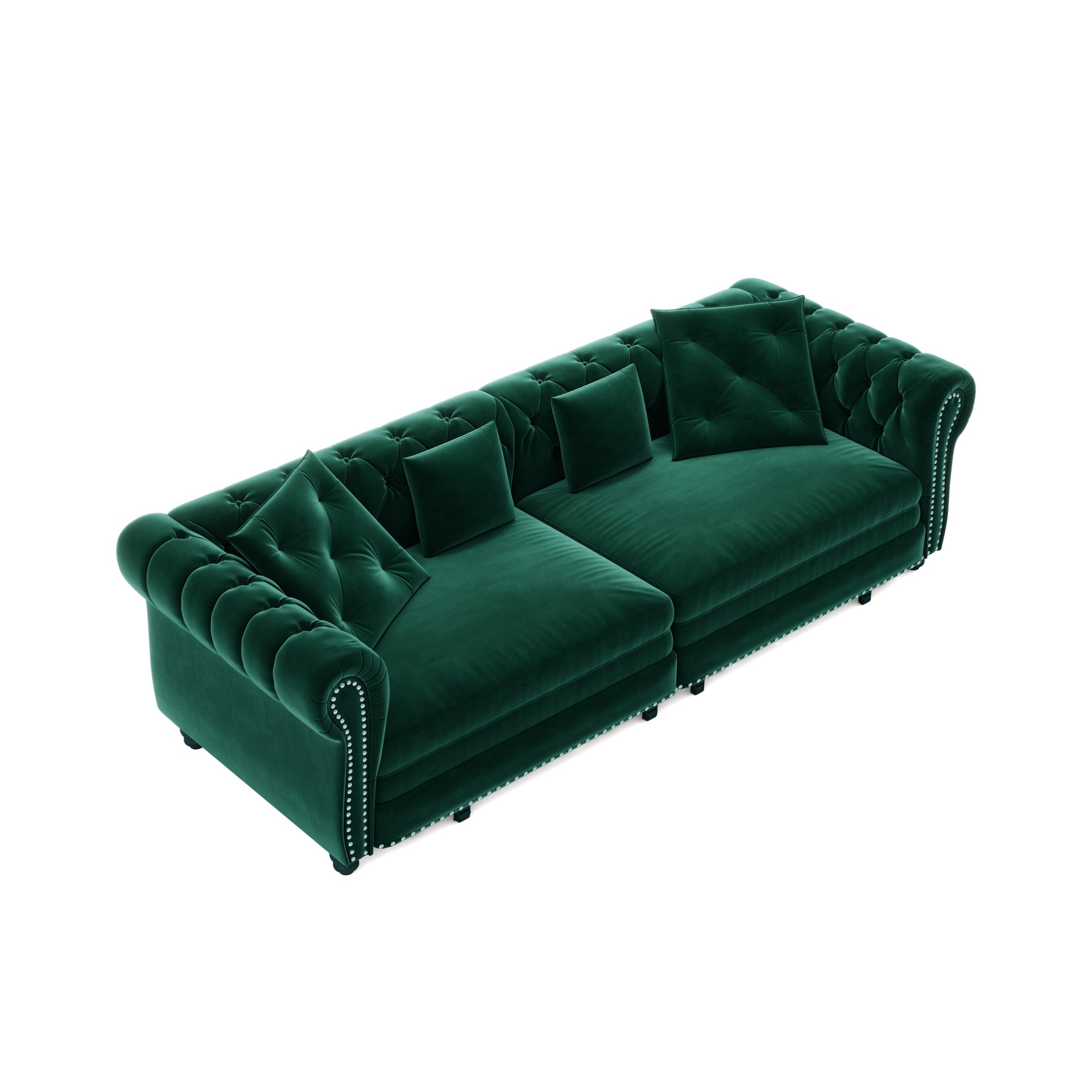 3 In 1 Pull Out Sofa Bed, Convertible Sleeper Sofa Bed, 3 Seater Sofa With Movable Ottoman - Green - Image 22