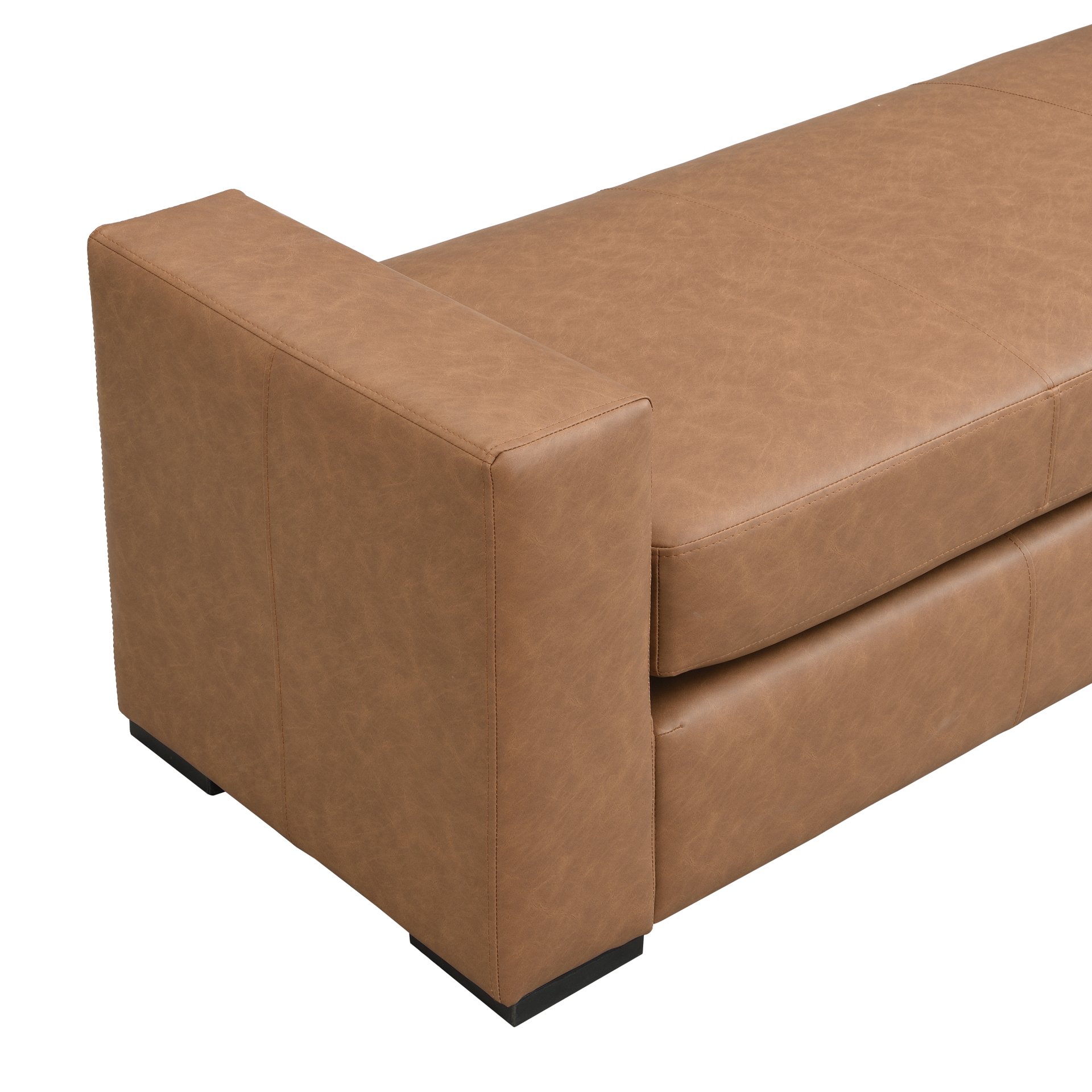 Ottoman With Unique Armrest Design For Living Spaces - Brown Pu - Image 7