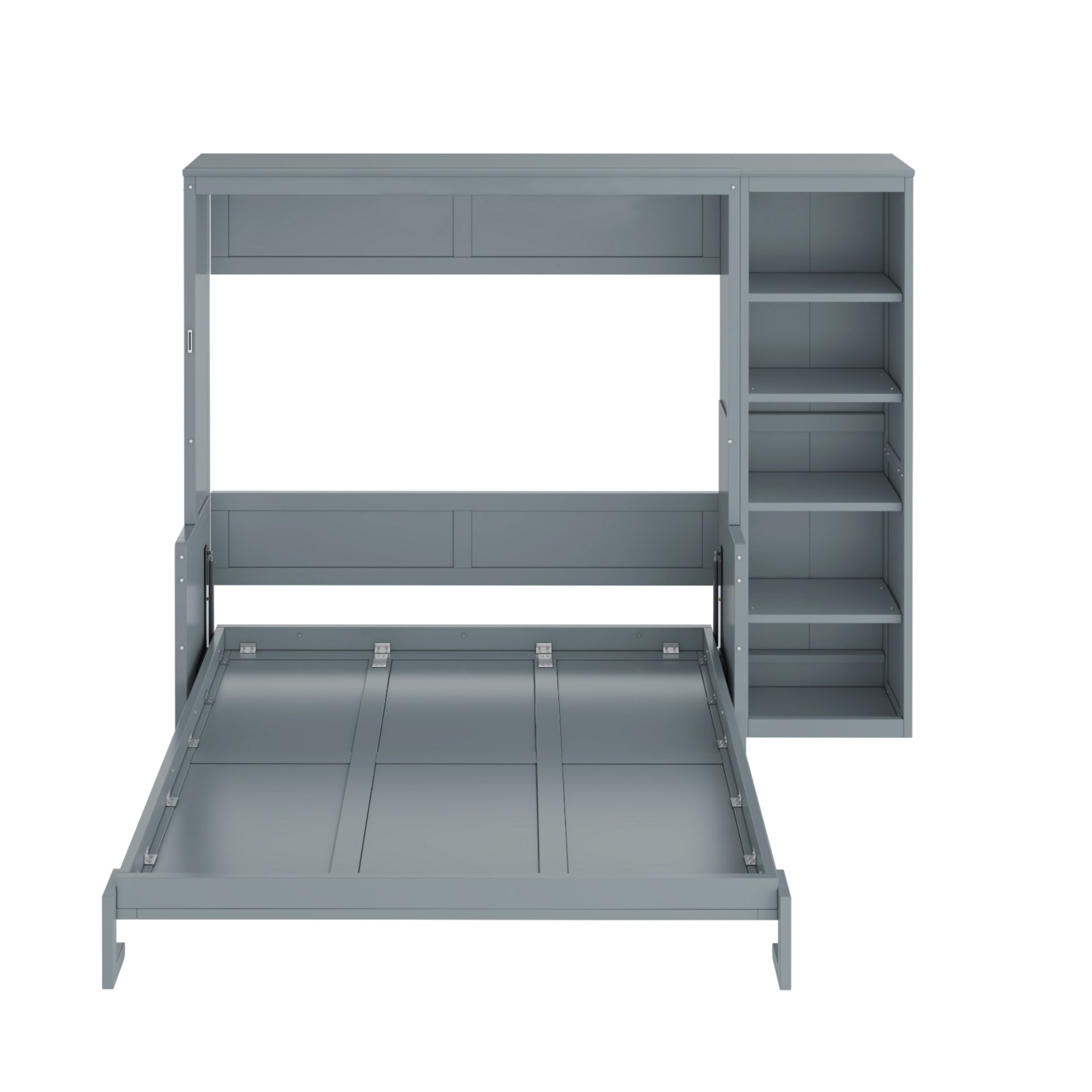 Full Size Murphy Bed With Desk And Bookshelf - Gray - Image 6