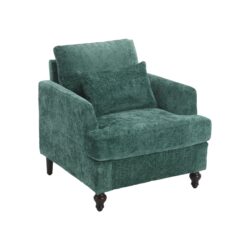 Modern Mid Century Wood Frame Armchair With Tufted Design In Chenille - Emerald