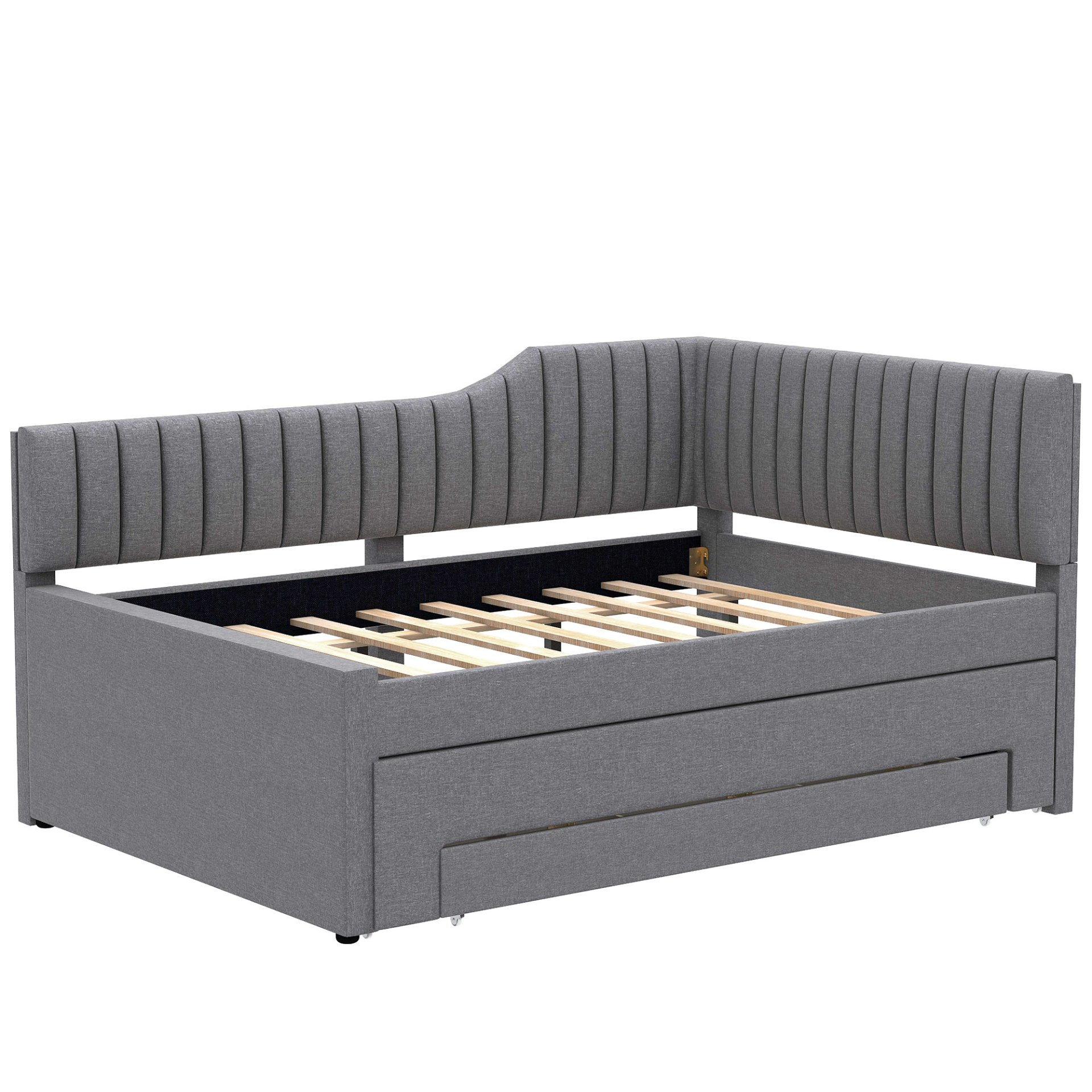 Full Size Upholstered Daybed With Trundle And 3 Drawers - Gray - Image 10