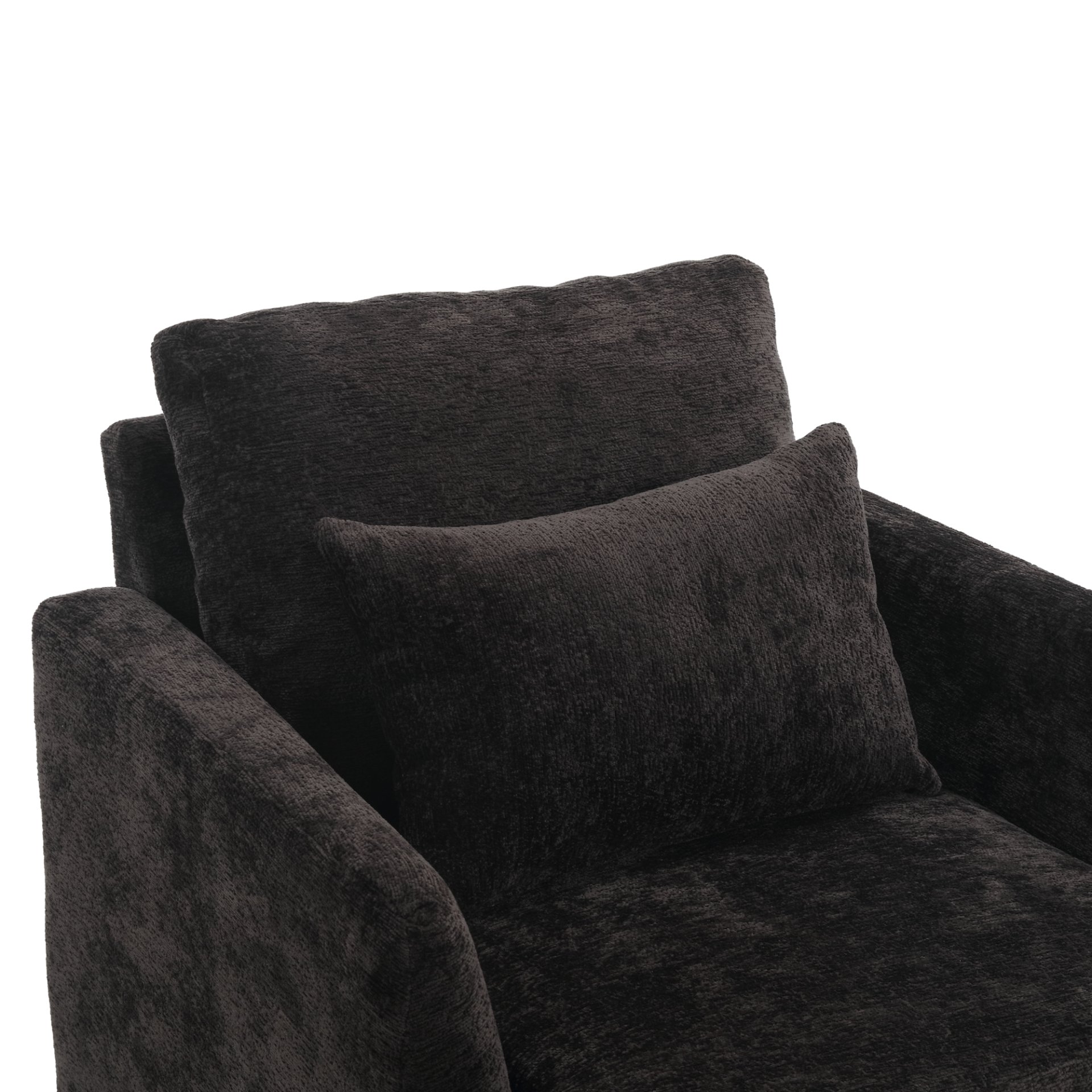 Modern Accent Chair Lounge Chair Chenille Tufted Club Chair Mid Century Arm Chair With Solid Wood Frame - Black - Image 12