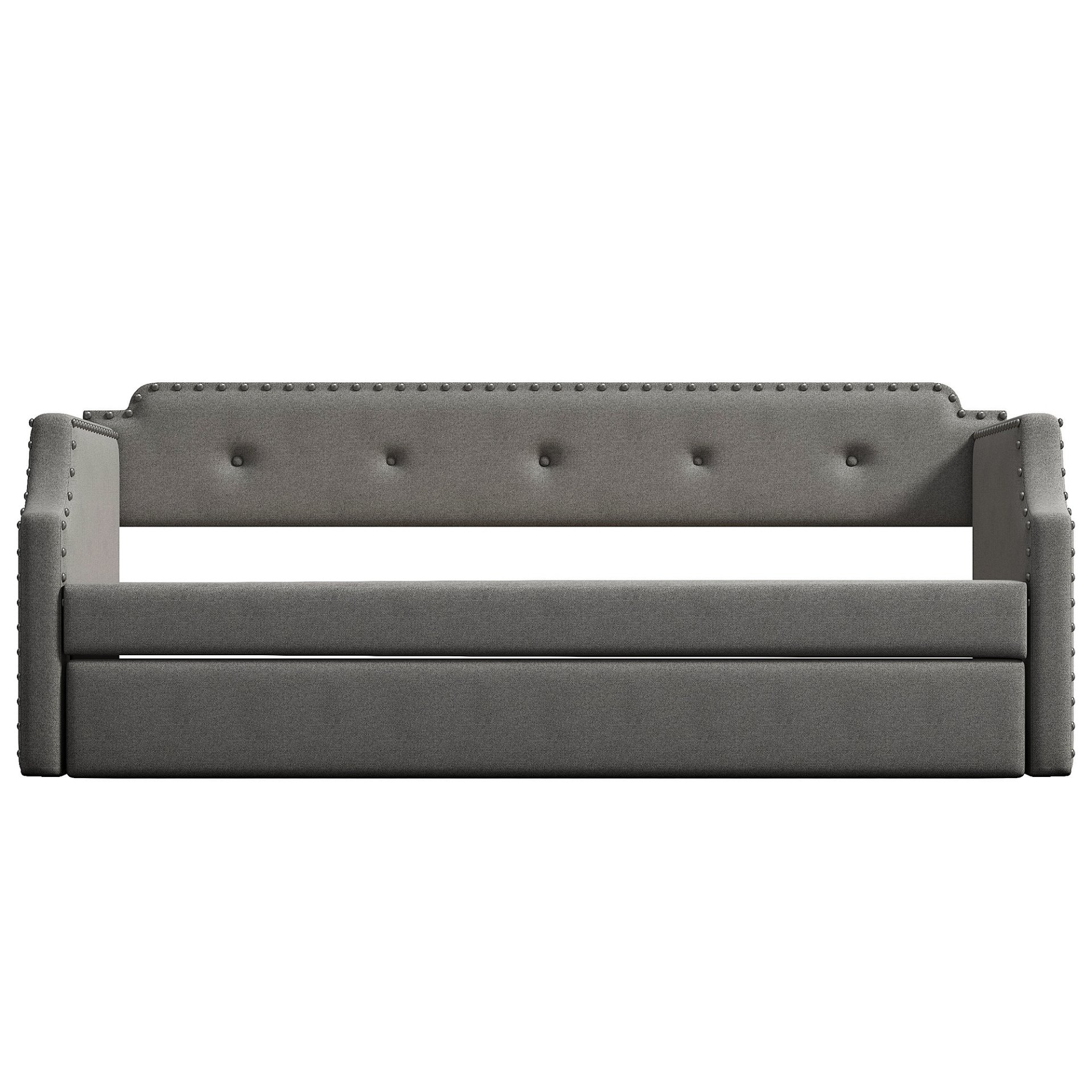 Upholstered Daybed With Trundle, Twin, Slat Support - Gray - Image 10