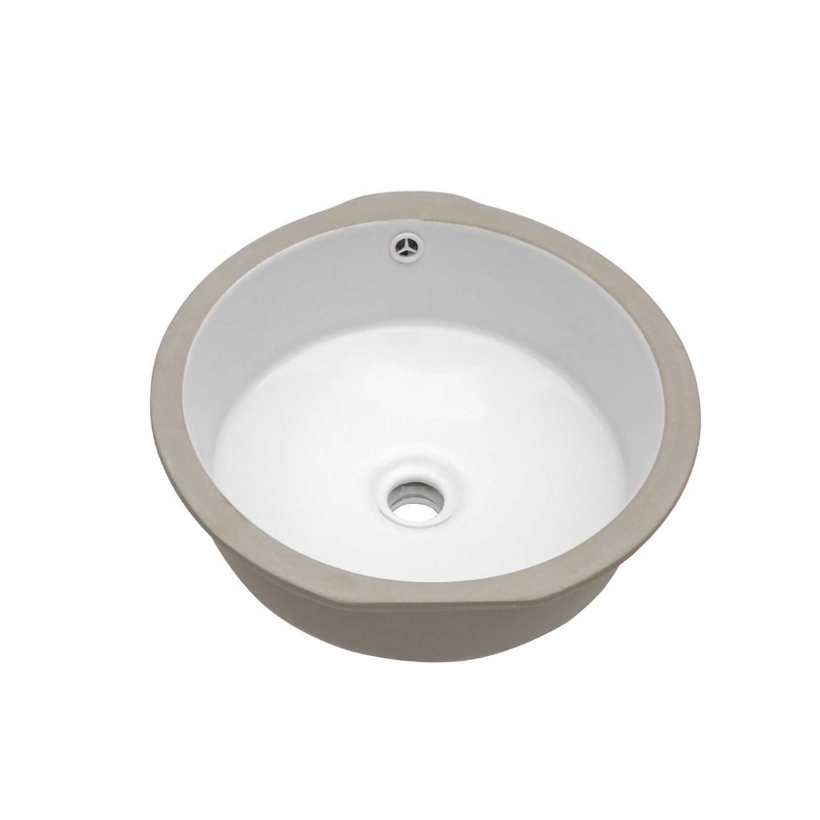 Ceramic Round Undermount Bathroom Sink With Overflow, European Style - White - Image 8