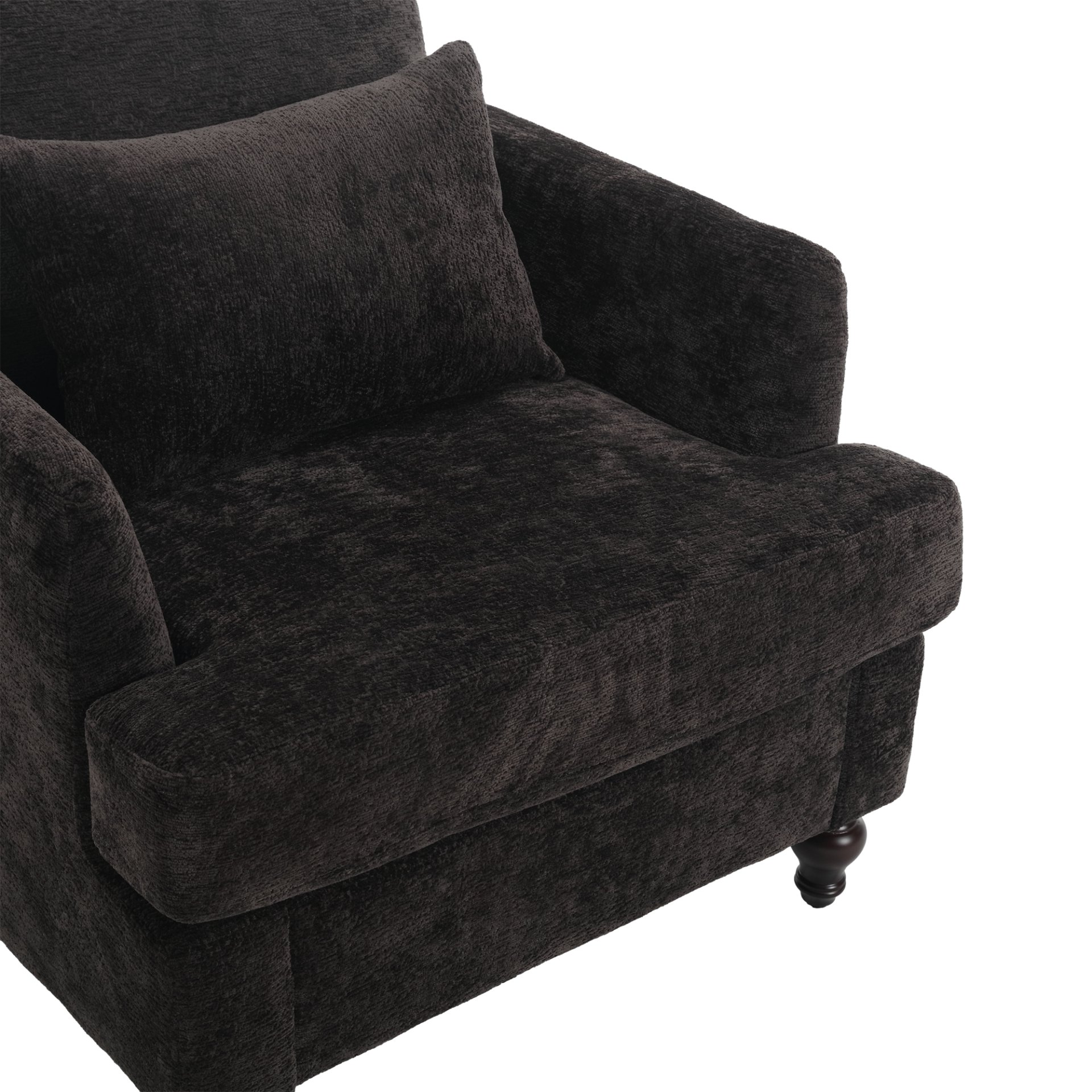 Modern Accent Chair Lounge Chair Chenille Tufted Club Chair Mid Century Arm Chair With Solid Wood Frame - Black - Image 11