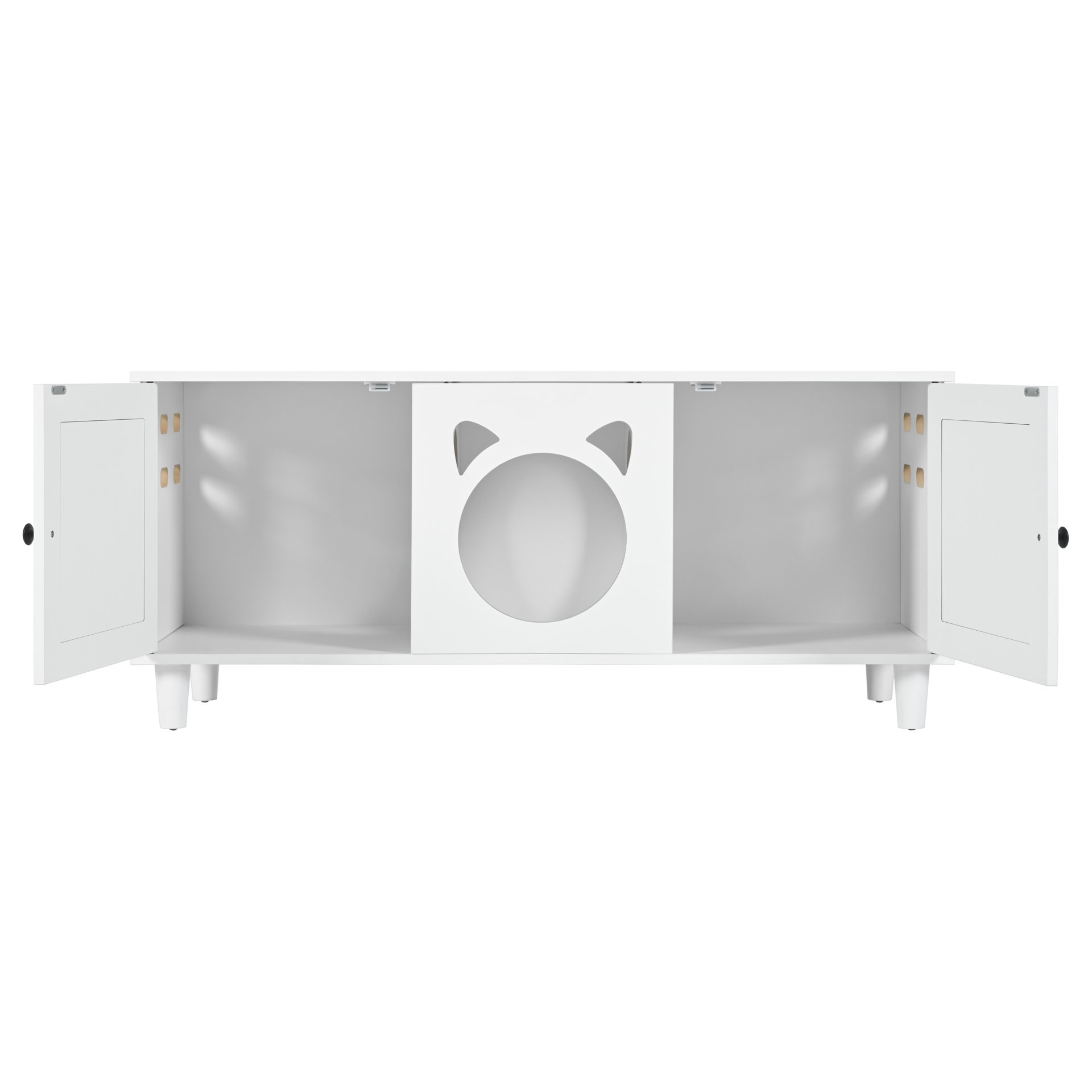 Furniture Style Cat Cabinet Cat Litter Box With Sisal Scratching Door - Cream White - Image 7