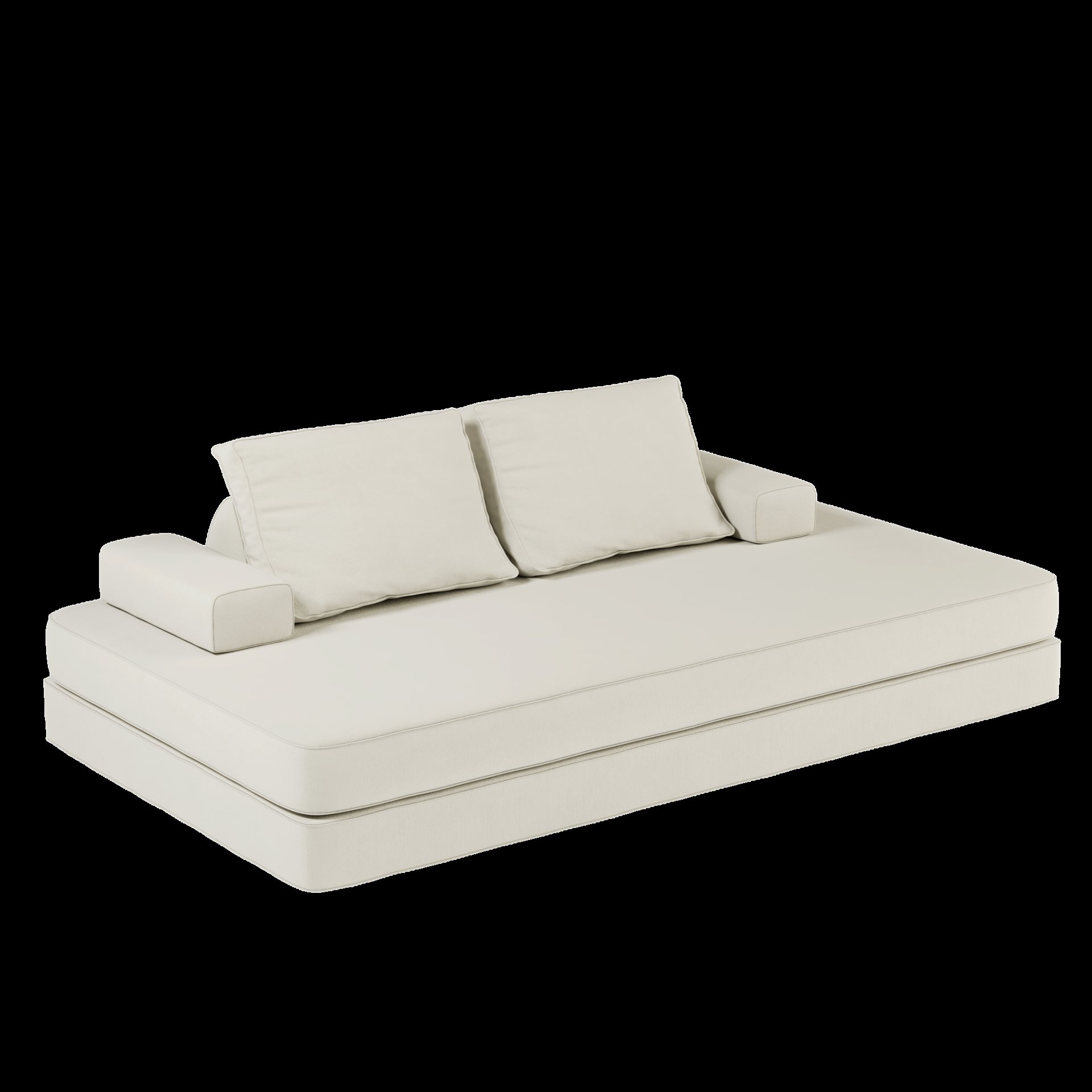 Multifunctional Convertible Sofa Bed With 2 Tumbler Backrests And 2 Pillows, Diy Modern Upholstered Couch - Beige - Image 21