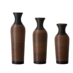Desktop Vase, Classic And Neat Floor Vase, High Independent Flower Stand, Home Decoration Flower Stand (Set of 3) - Black / Brown