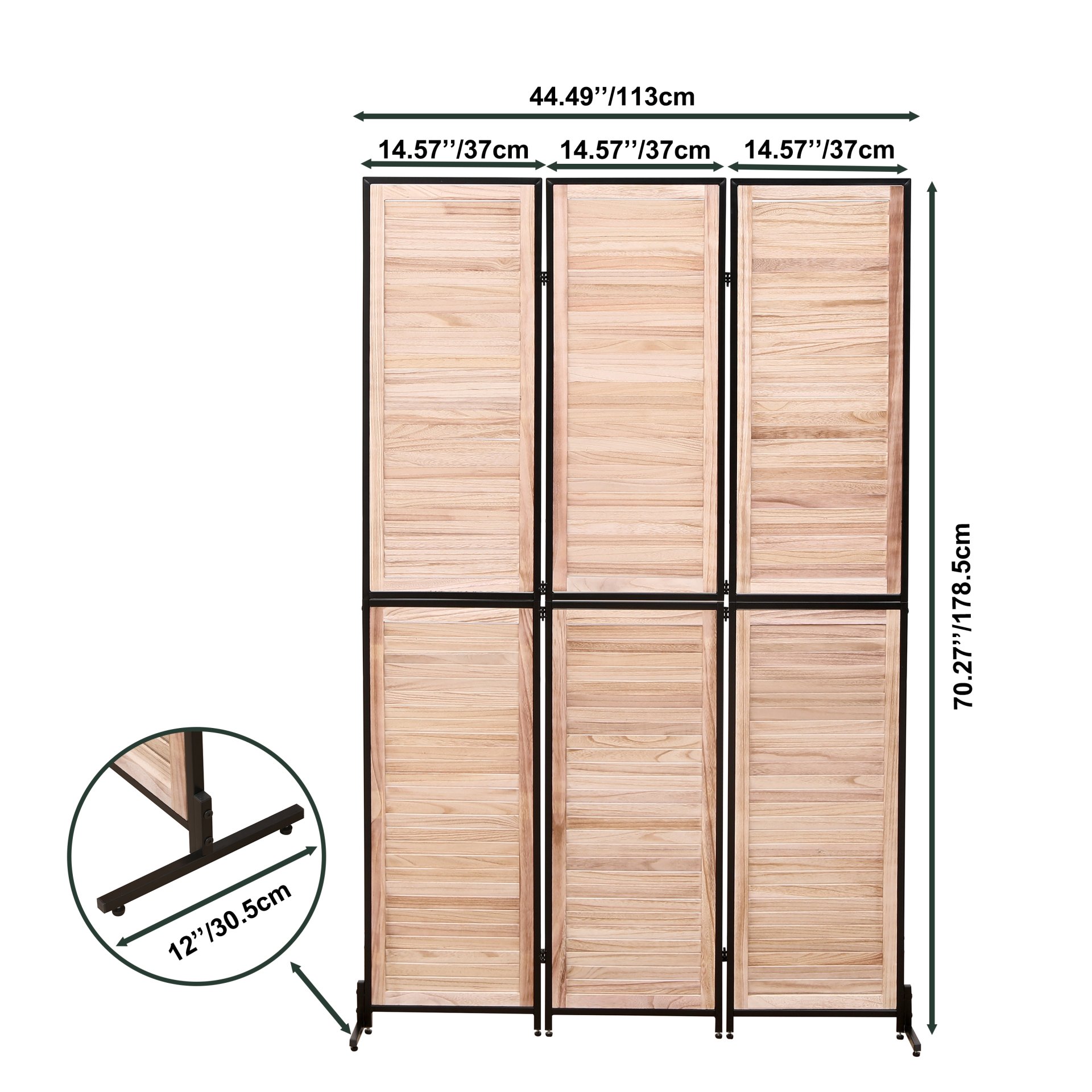 Rustic 3 Panel Room Dividers And Folding Privacy Screen Wooden Room Partitions 6Ft Wall Divider - Natural - Image 4