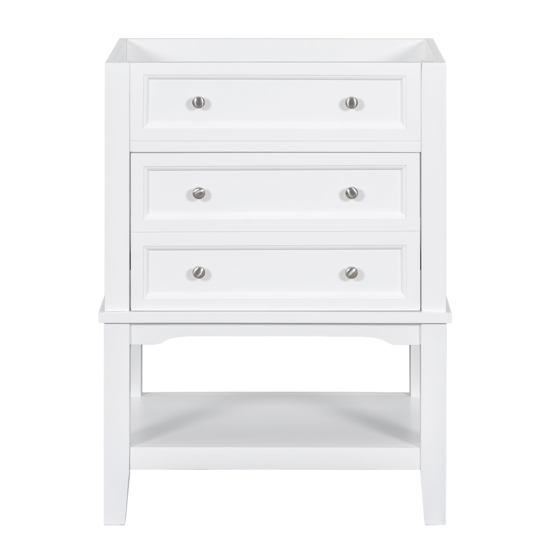 24" Bathroom Vanity Without Sink, Base Only, Storage Cabinet With Drawer And Open Shelf - White - Image 6