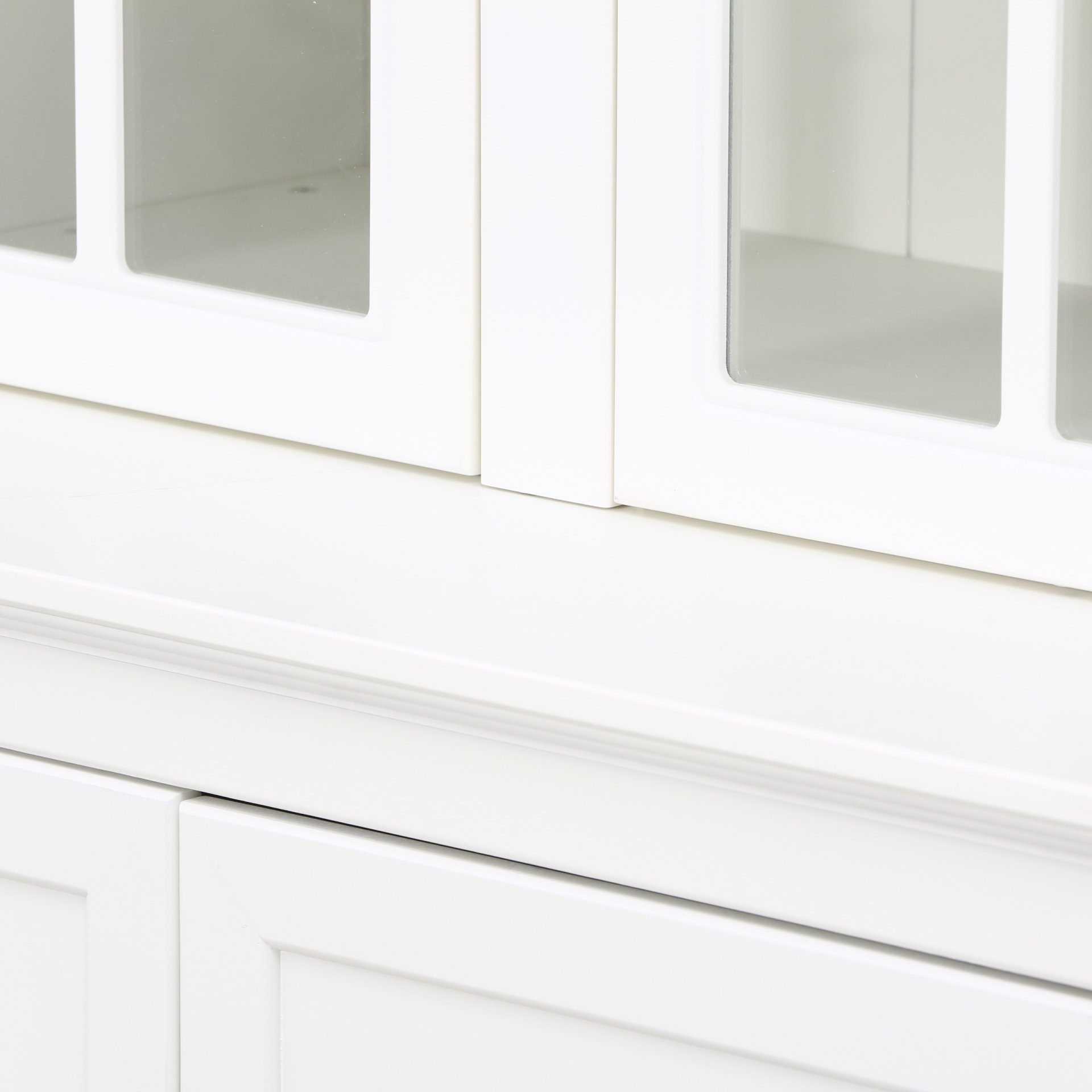 Retro Style Hutch Cabinet With Double Glass Doors, China Cabinet For Home, Office, Or Studio - White - Image 15