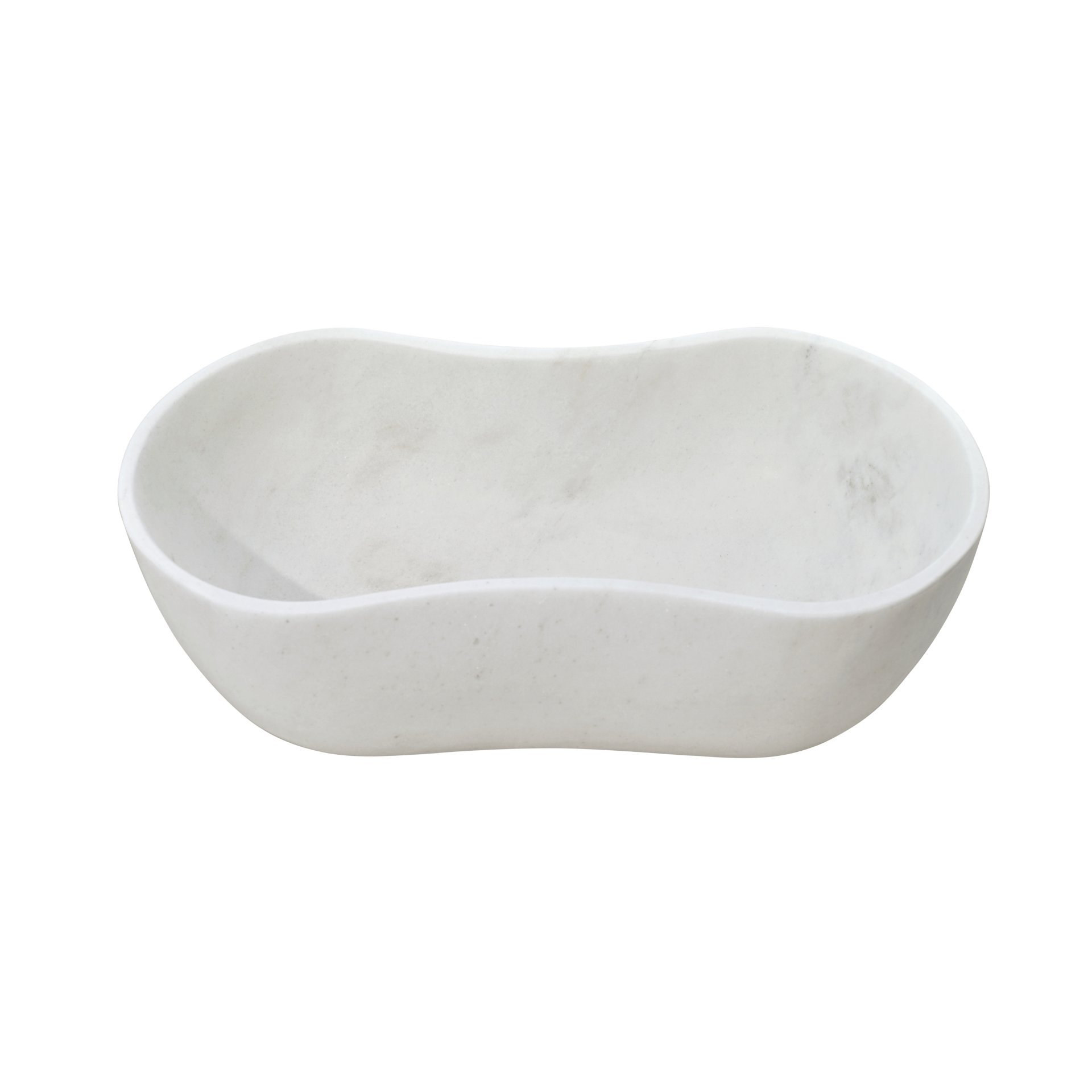 Bathroom Vessel Sink, Wavy Design, Semi Polished Surface - White / Natural - Image 11