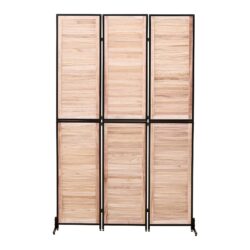 Rustic 3 Panel Room Dividers And Folding Privacy Screen Wooden Room Partitions 6Ft Wall Divider - Natural
