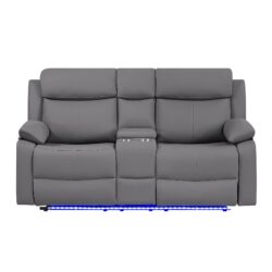 Blanche - Console Reclining Loveseat With LED Lights - Gray