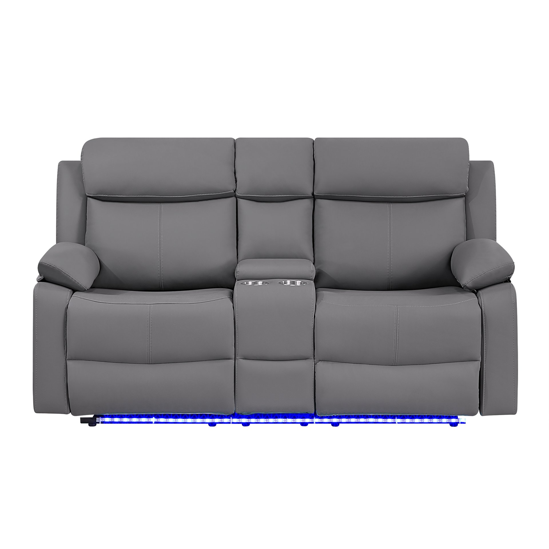 Blanche - 3 Piece Reclining Sofa And Loveseat And Glider Recliner With LED Lights - Gray - Image 8
